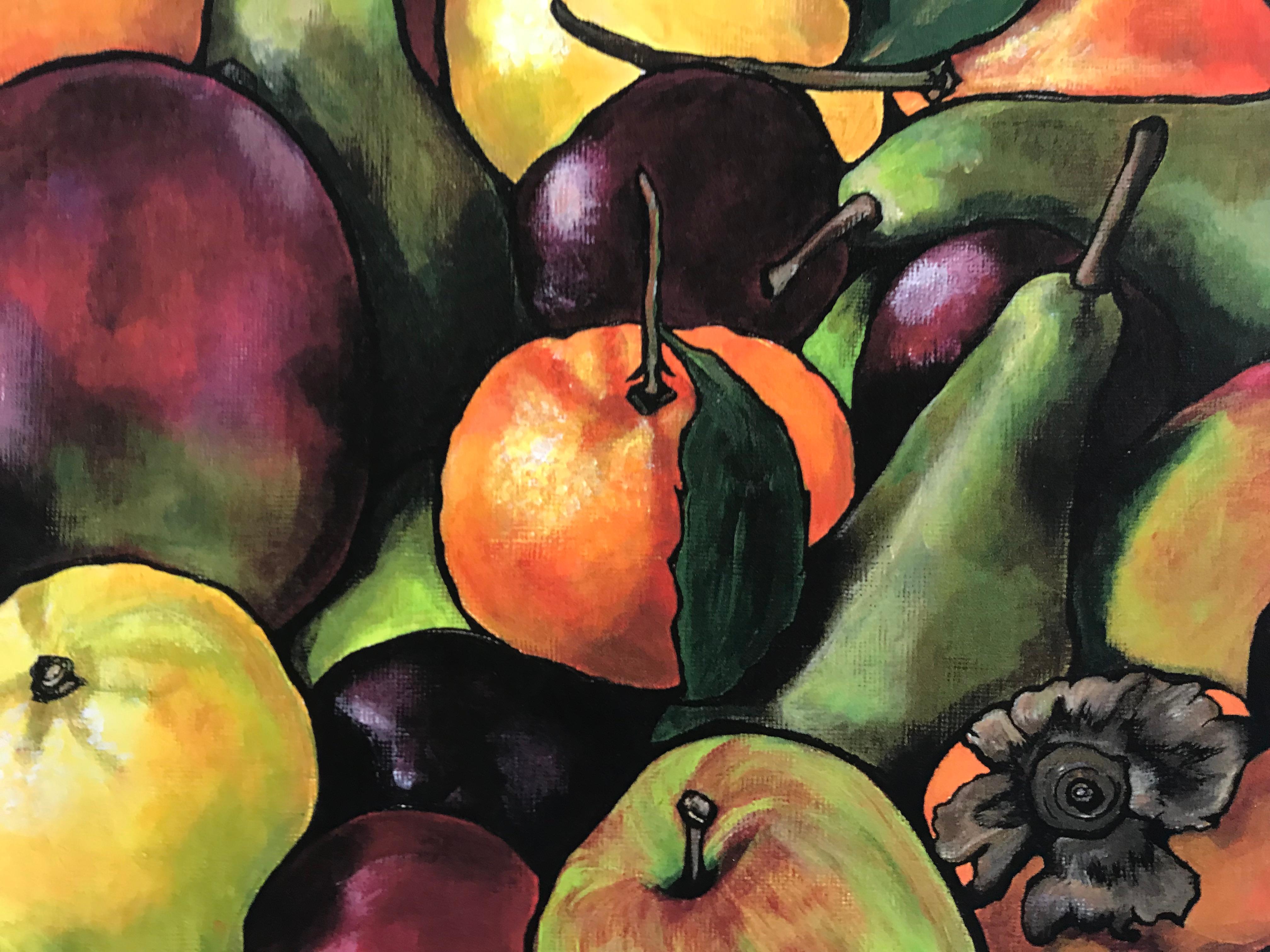 Abundance of Colour, Limited edition giclée print, Food art, Fruit, Bold colours - Black Print by Lucy Routh