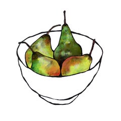Just Pears BY LUCY ROUTH, Food Art, Art for your Kitchen, Contemporary Prints