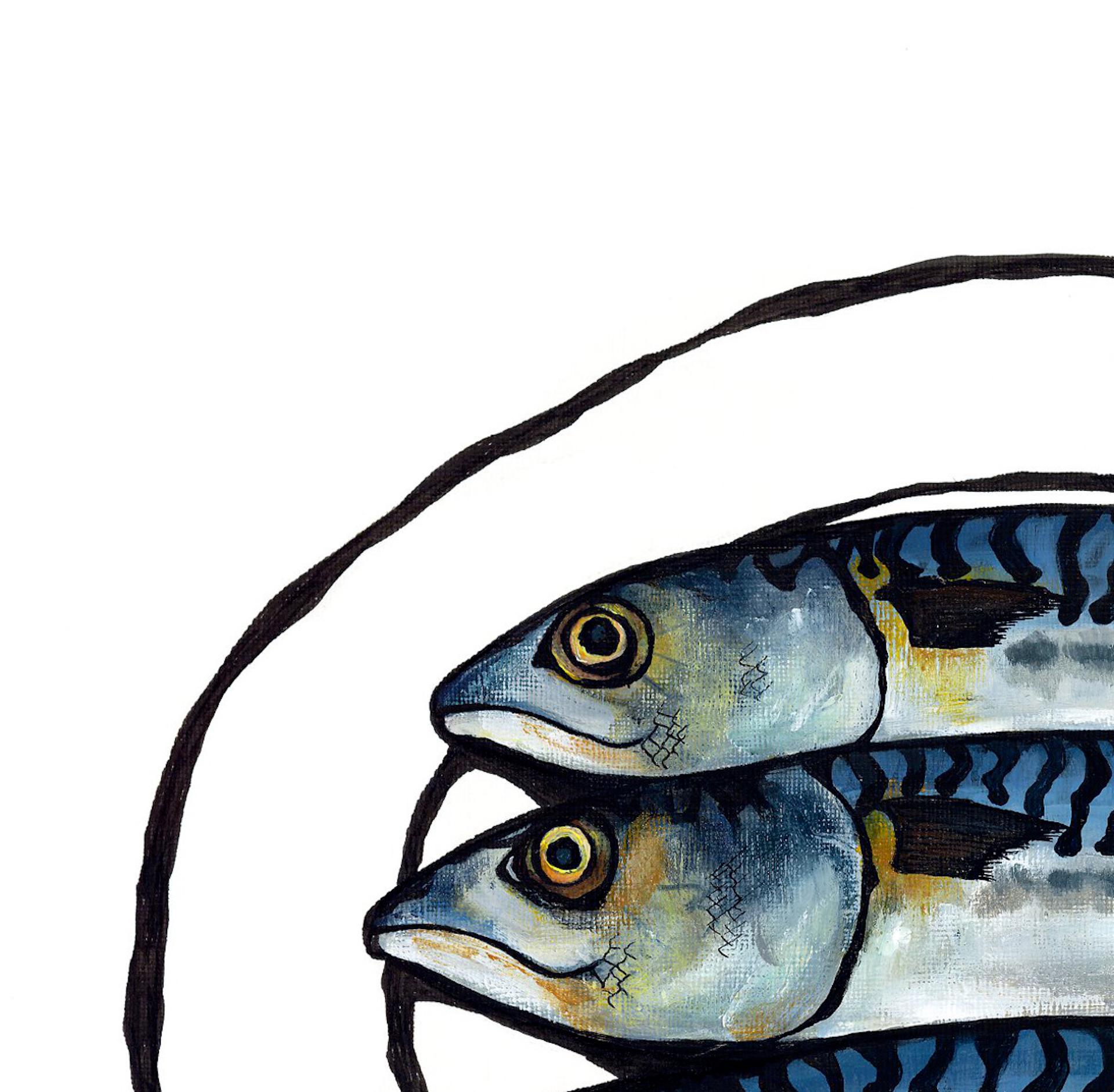 Lucy Routh, Three Mackerel, Limited Edition Print, Contemporary Still Life Art 2