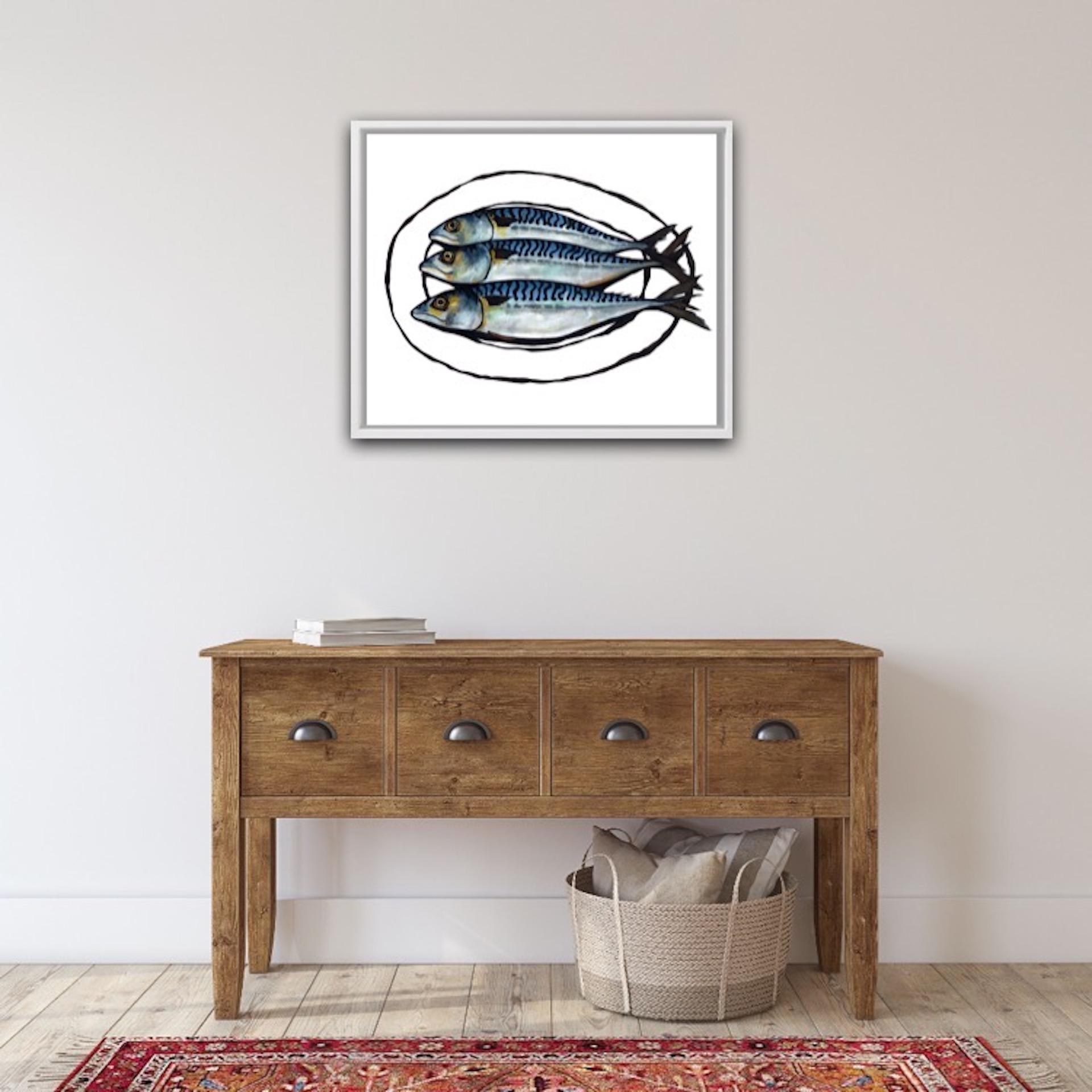 Lucy Routh, Three Mackerel, Limited Edition Print, Contemporary Still Life Art 4