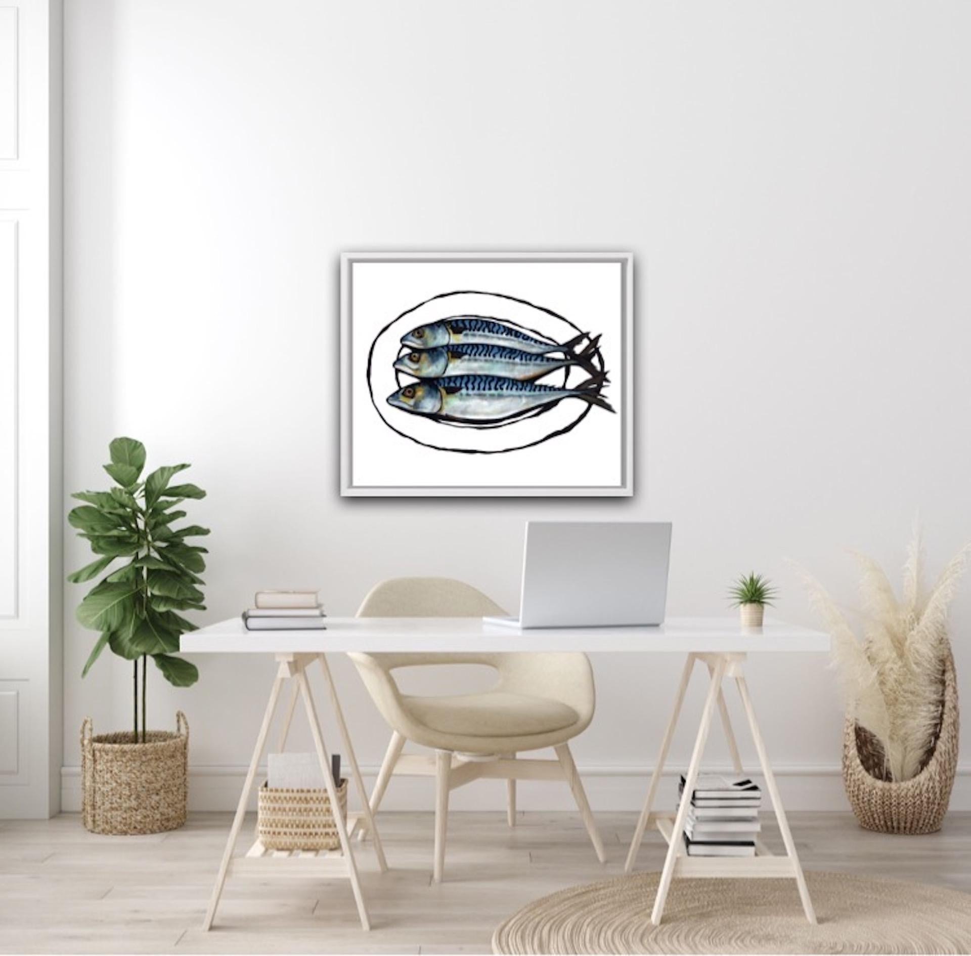 Lucy Routh, Three Mackerel, Limited Edition Print, Contemporary Still Life Art 5