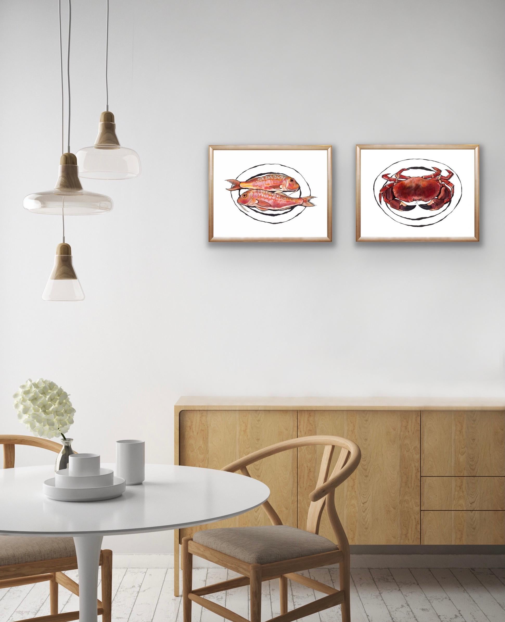 Red Mullet and Crab Diptych - Print by Lucy Routh