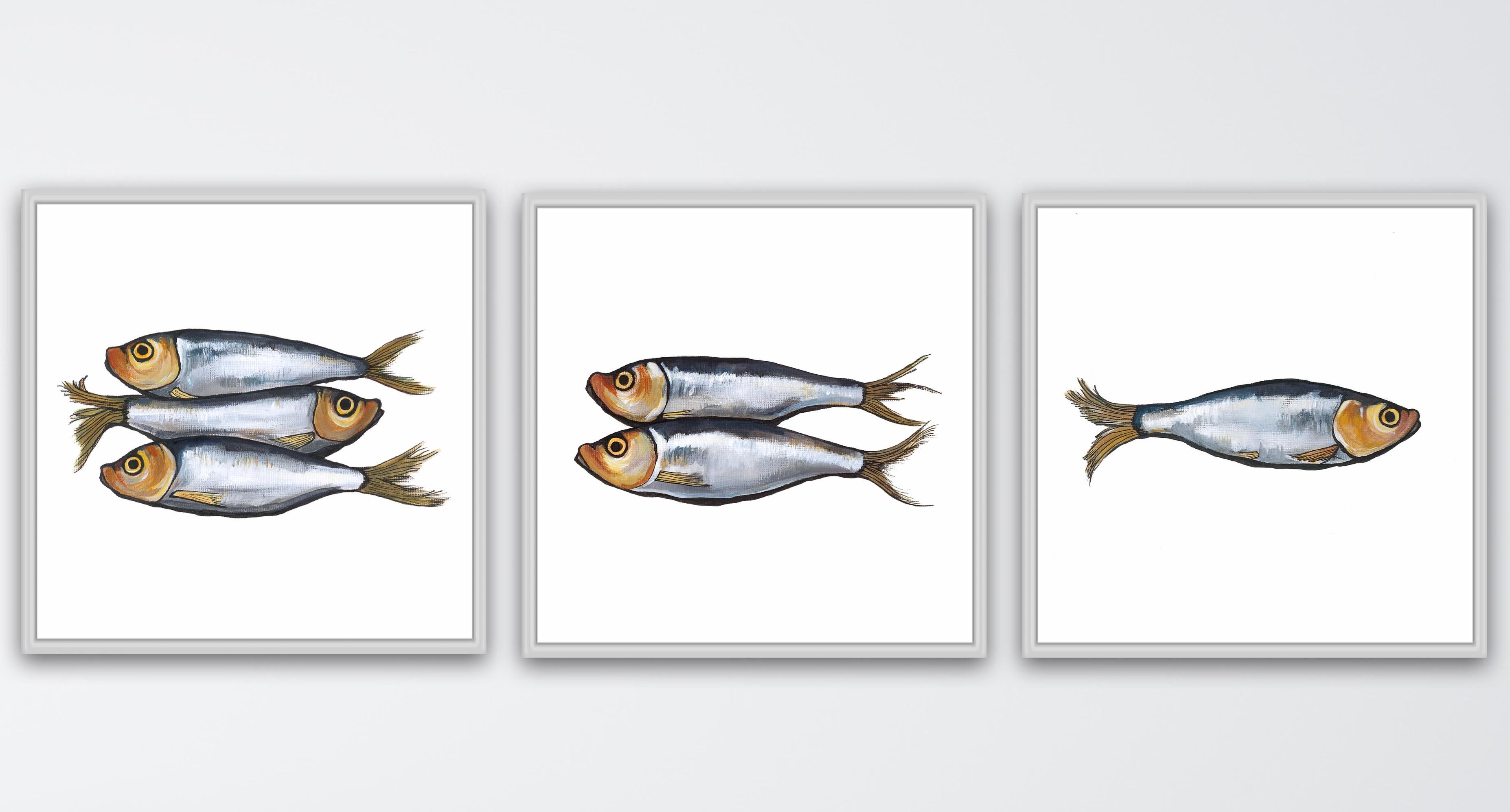 Lucy Routh Figurative Print - Sprats 1, Sprats 2 ans Sprats 3