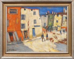 Antique American Female Impressionist Italian Town Architectural Oil Painting
