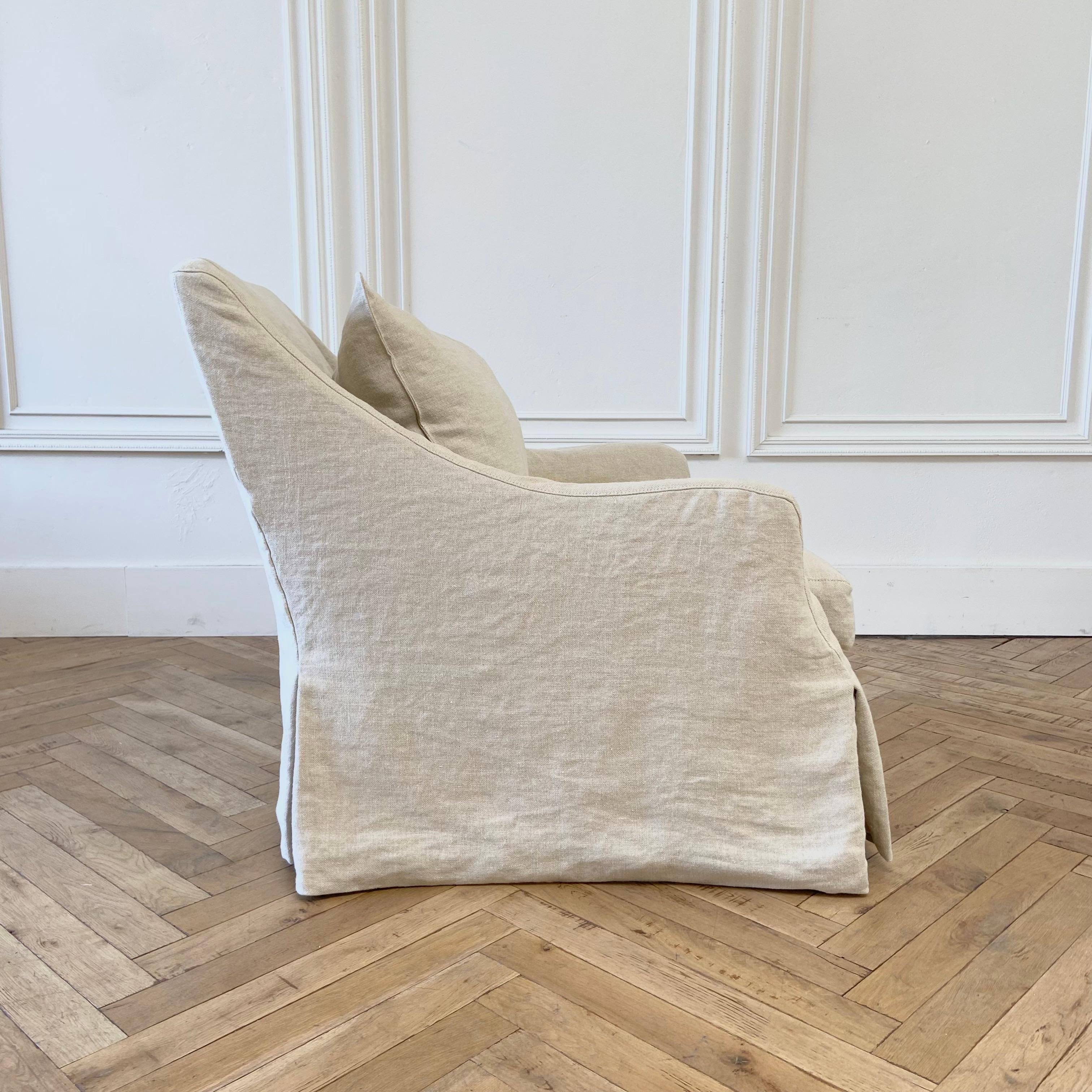 Contemporary Lucy Slip Cover Chair in Oatmeal linen