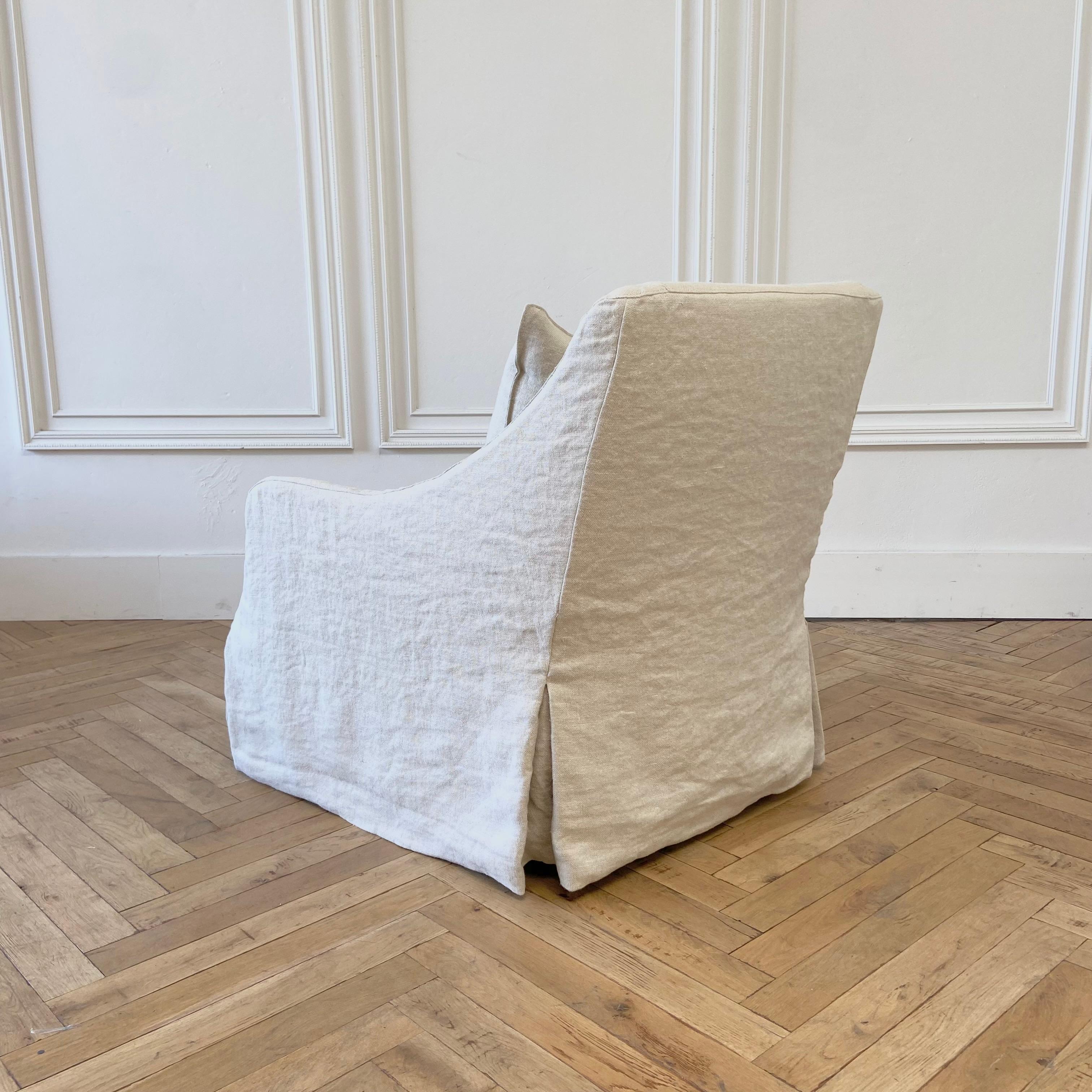 Linen Lucy Slip Cover Chair in Oatmeal linen