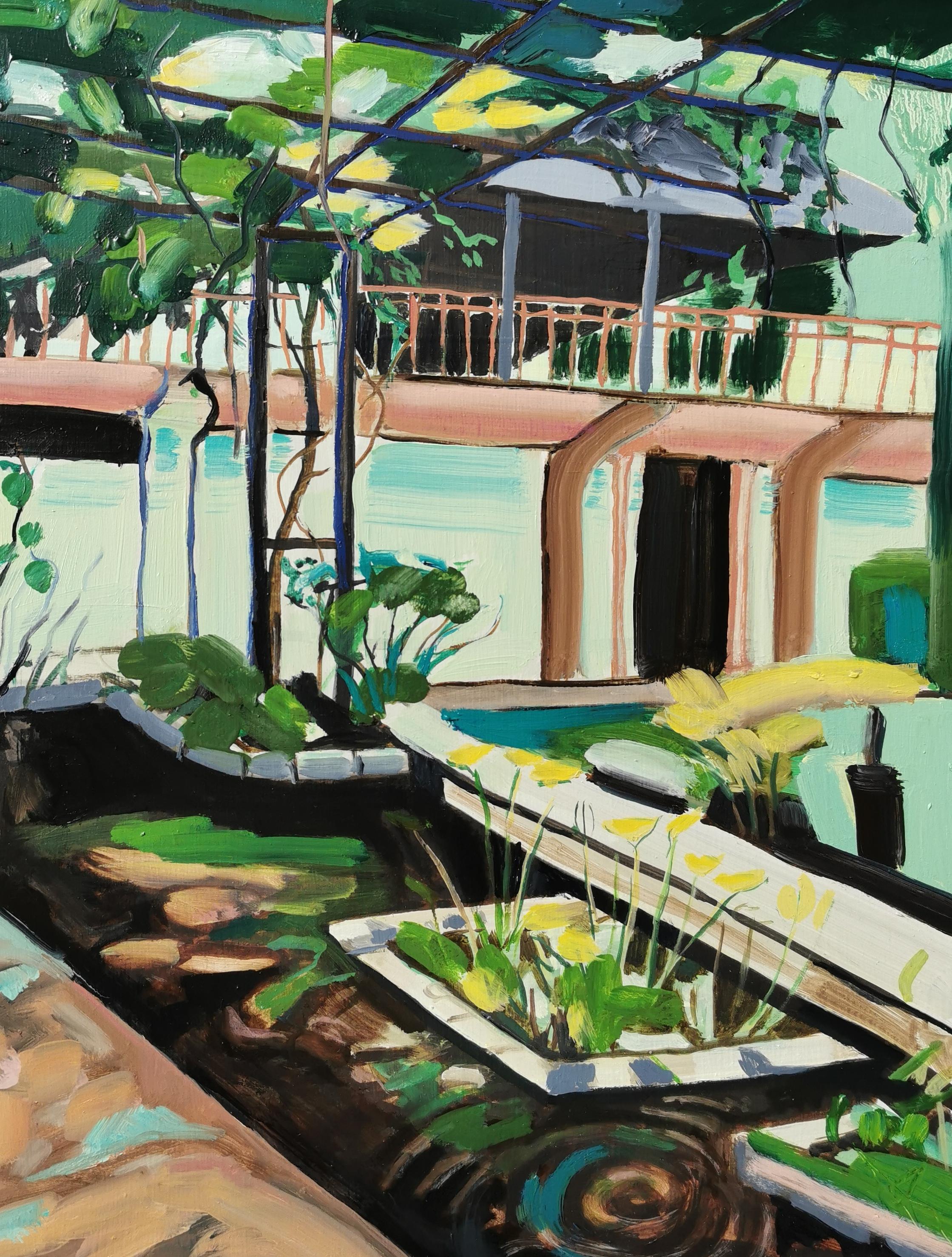 Lucy Smallbone Landscape Painting - Bali, Oil on Board, 35x45cm, 2021