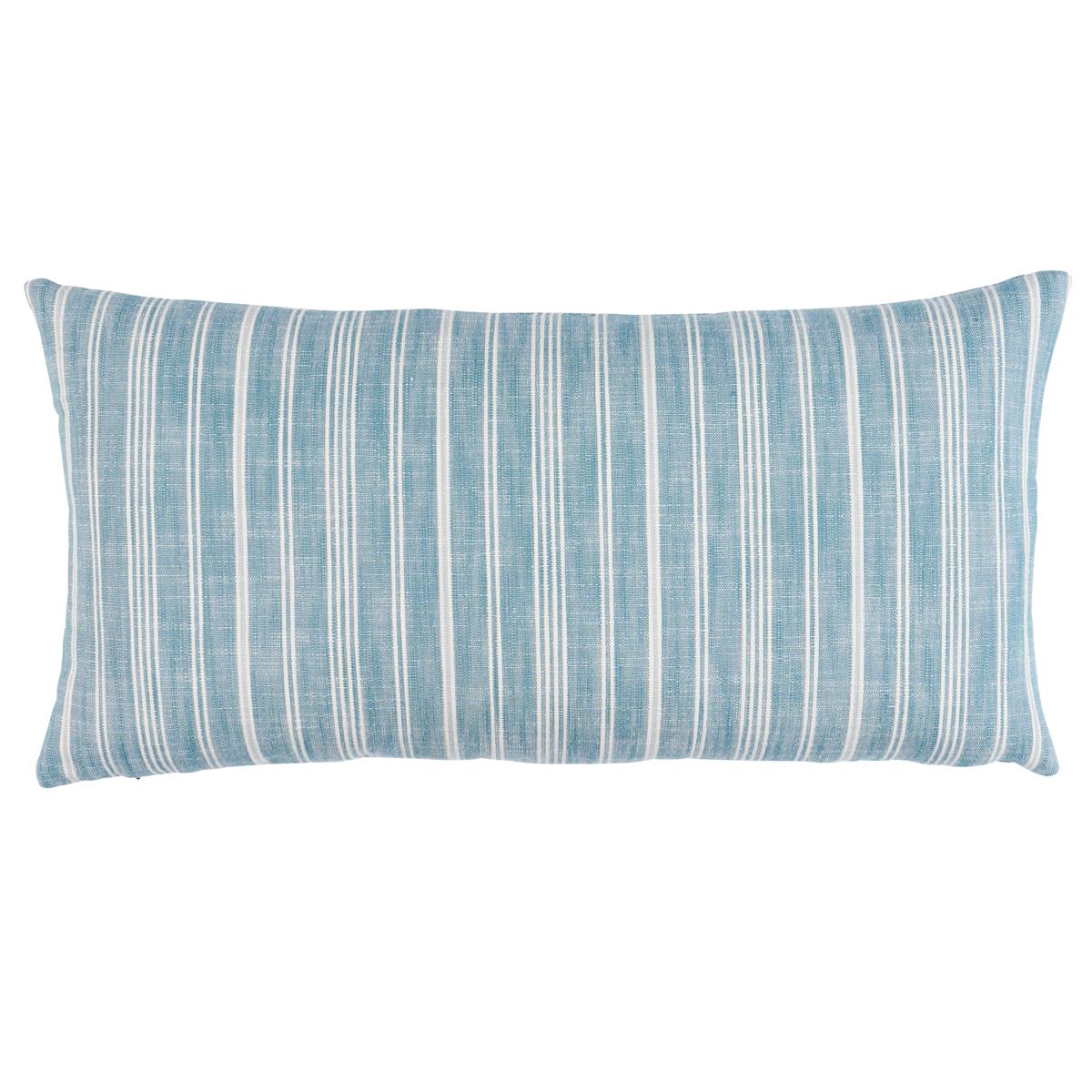 Lucy Stripe Pillow in Indigo 24 x 12" For Sale