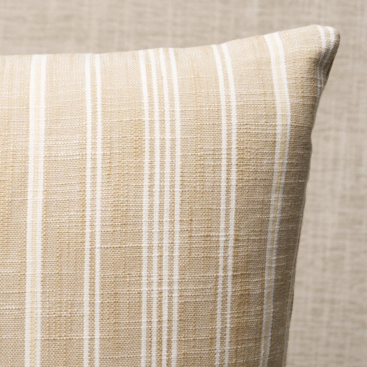 This pillow features Lucy Stripe by Mark D. Sikes with a knife edge finish. Mark D. Sikes had style and versatility in mind when he created Lucy Stripe, an updated version of a traditional batik stripe. Pillow includes a feather/down fill insert and