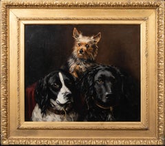 Portrait Of Two Spaniels & A Yorkshire Terrier dated 1882  "Neville, Pit & Jack"