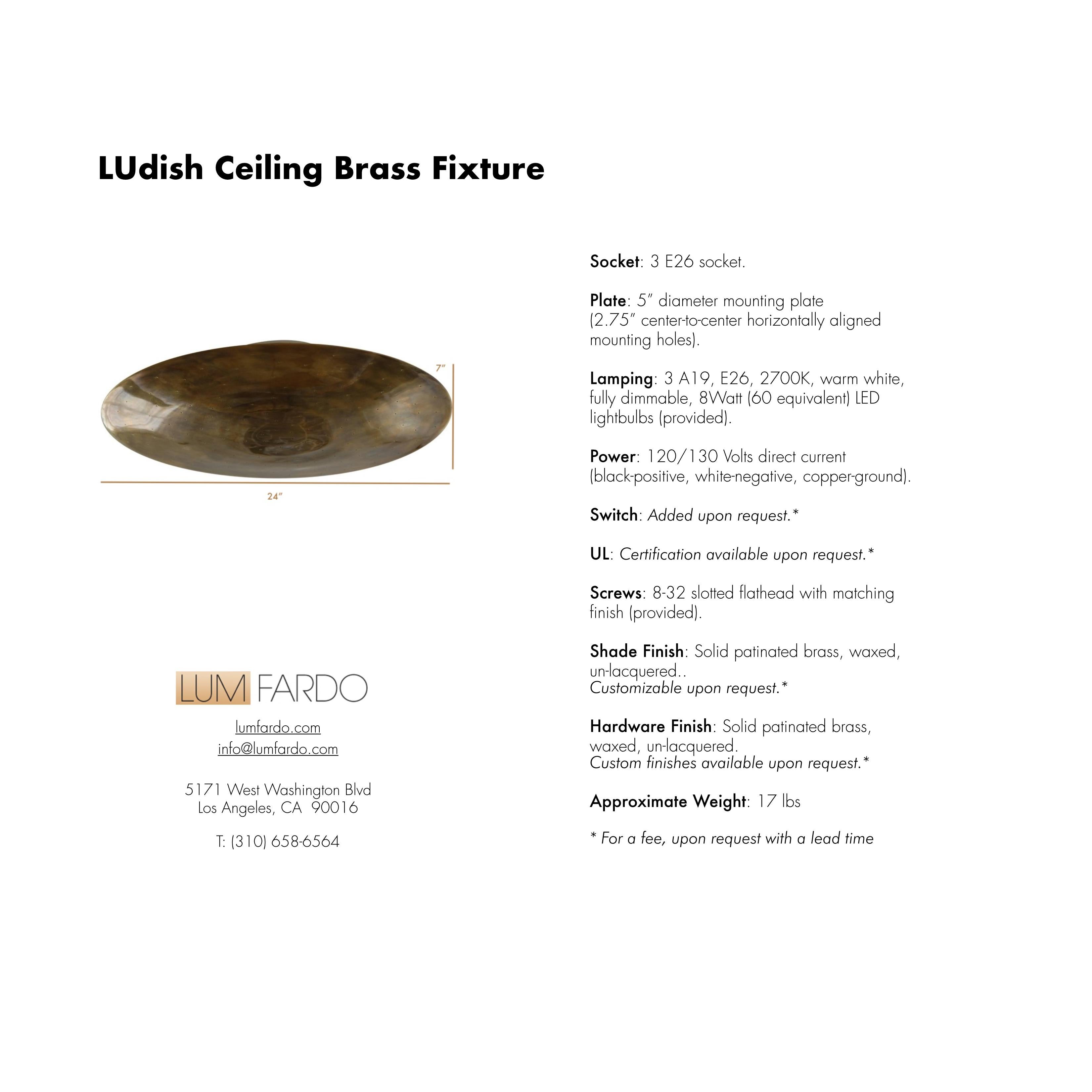 Patinated LUdish Ceiling Brass Fixture by Lumfardo Luminaires For Sale