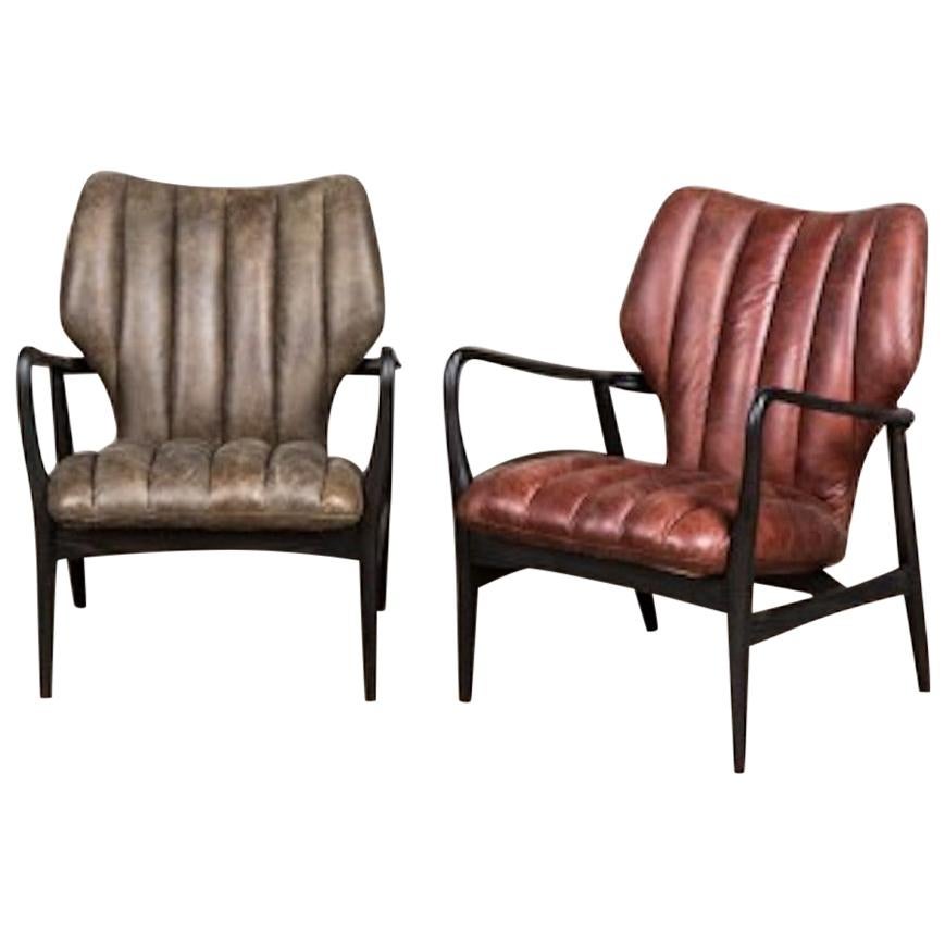 Ludlow Leather Midcentury Style Chair, 20th Century For Sale