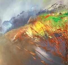Abstraction en bleu, Peinture, Huile sur toile