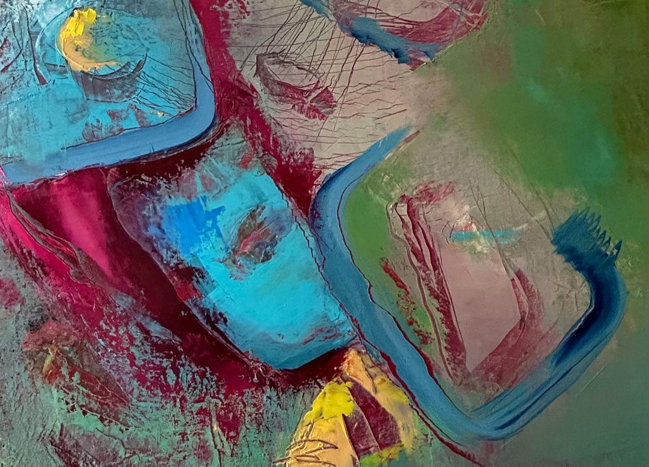 Colored rhythms, Painting, Oil on Canvas For Sale 1