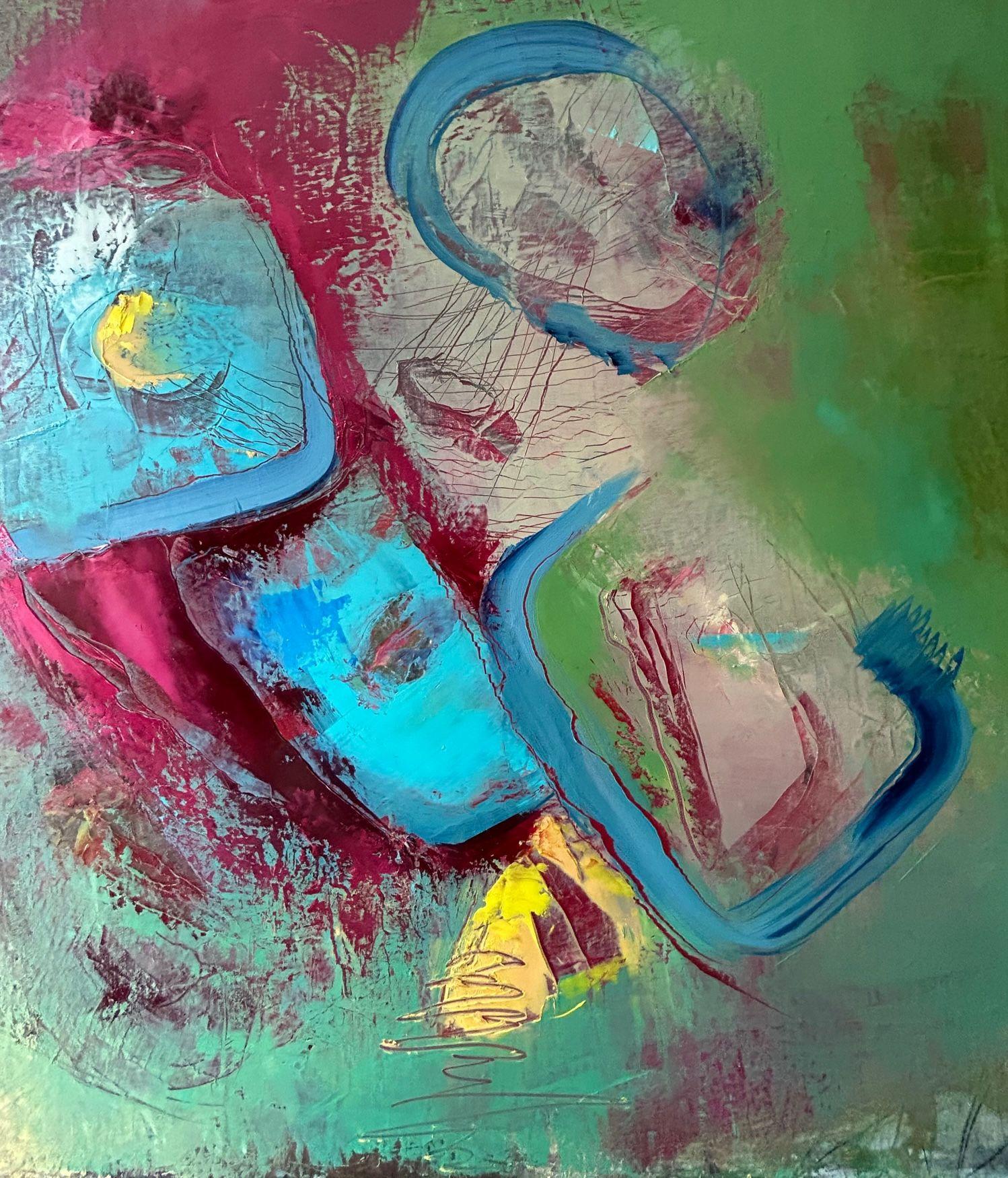 Colored rhythms, Painting, Oil on Canvas For Sale 2