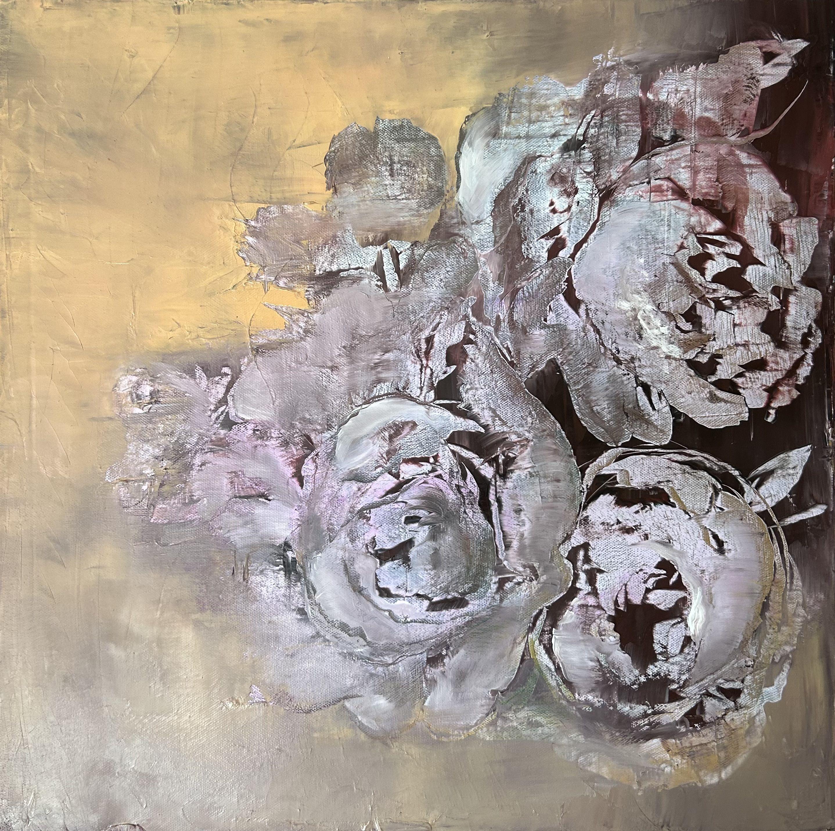 Le mie peonie, Pittura, Olio su tela - Painting di Ludmila Budanov