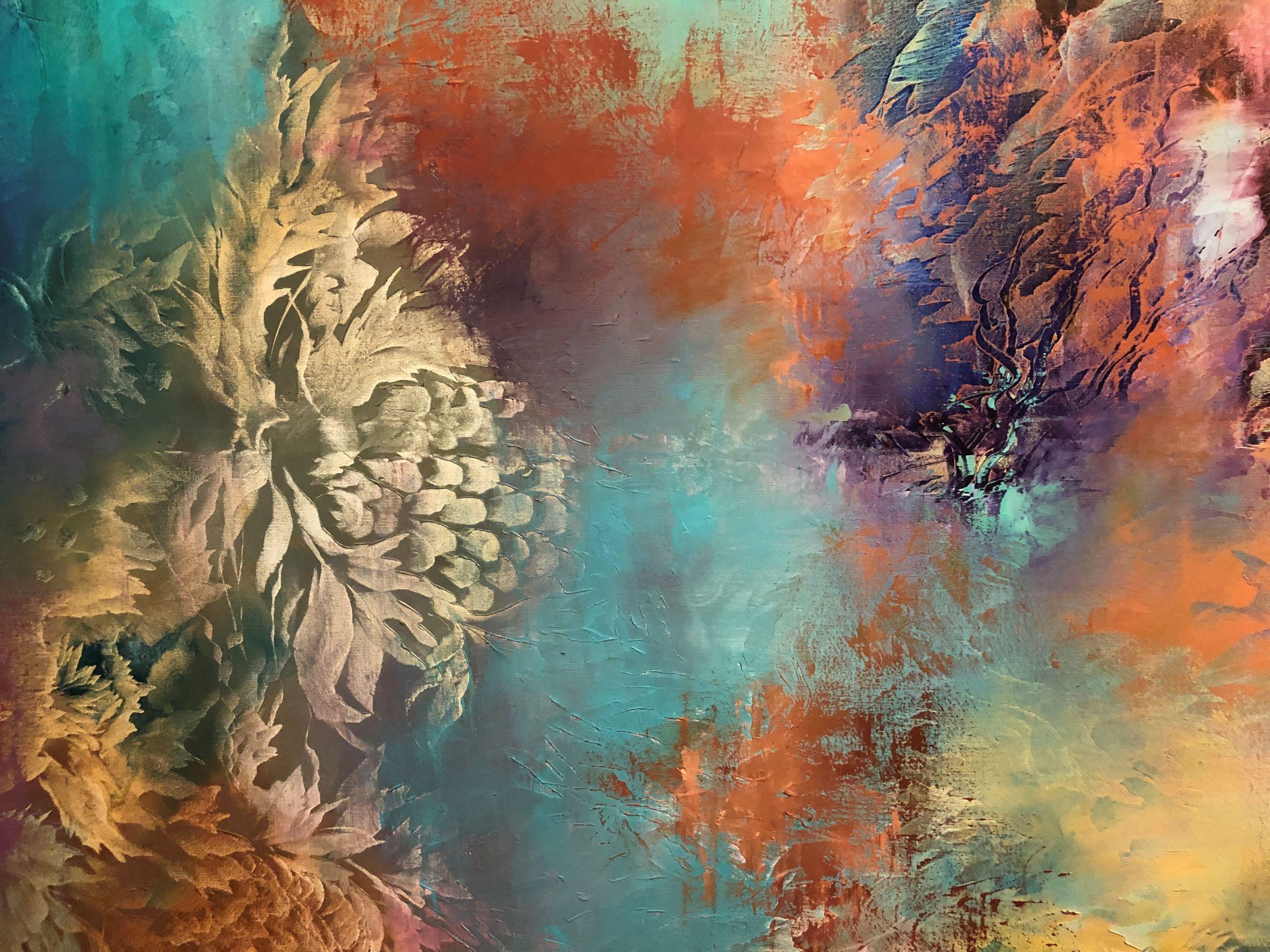 Antico tappeto turco, Pittura, Olio su tela - Painting Contemporaneo di Ludmila Budanov