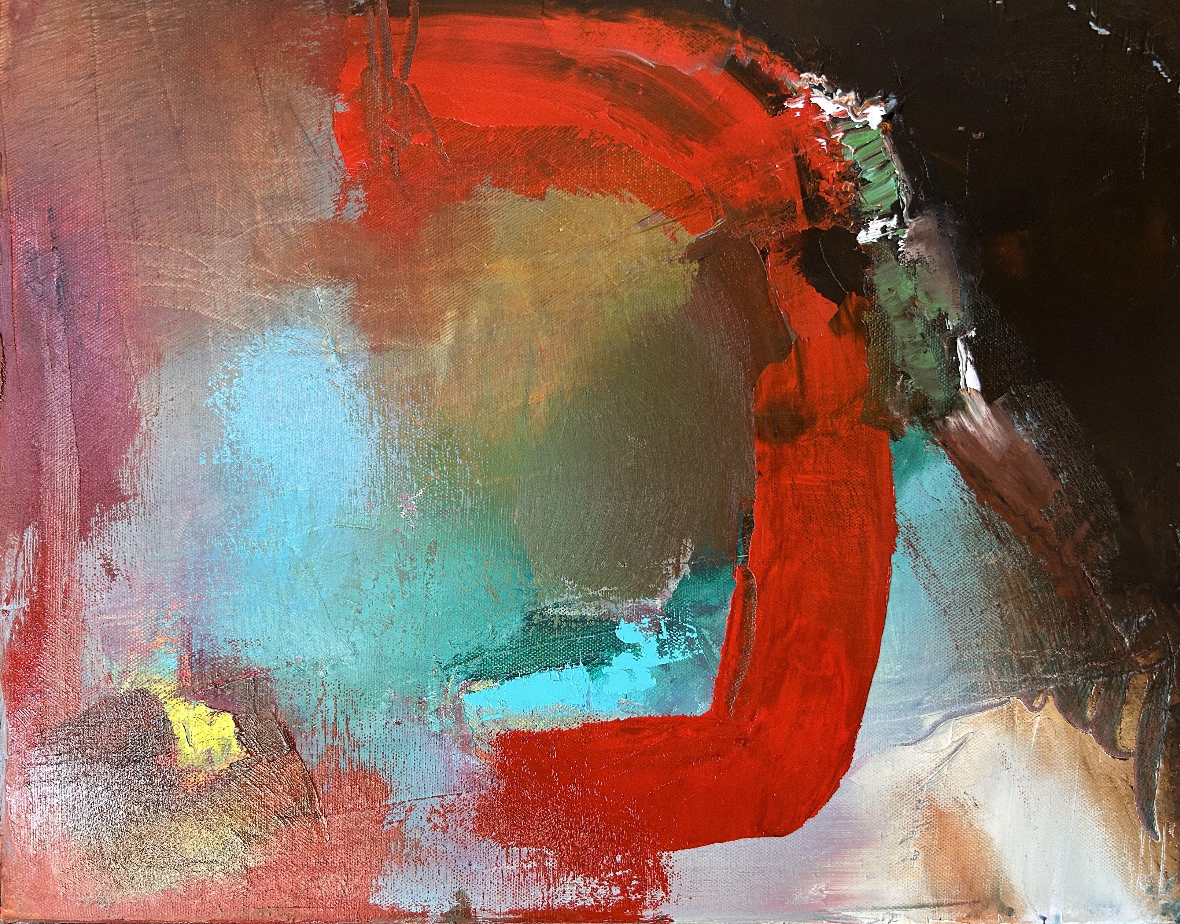 Red line, Painting, Oil on Canvas For Sale 4