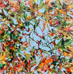 The Sky Over Stockholm, Modern Mixed Media on Canvas, Signed, 99x99 cm