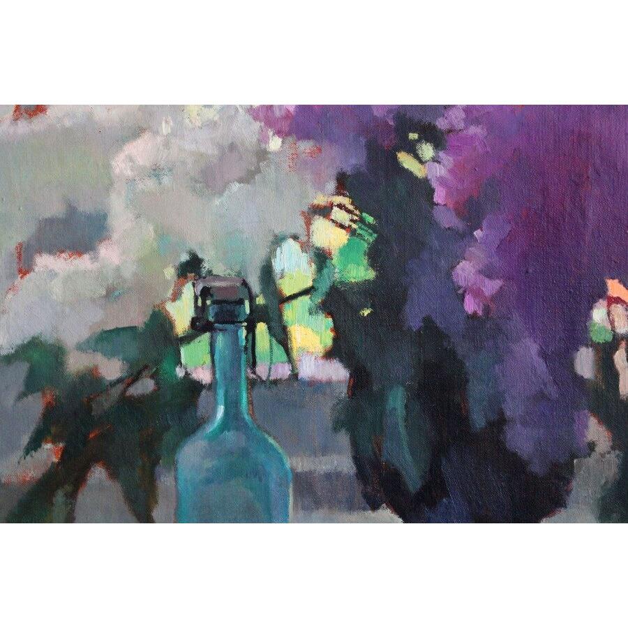 Lillà. 2001, olio su tela, 70x90 cm - Still-Life Painting Grigio di Ludmila Perec