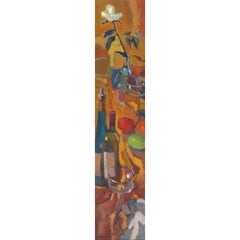 Still life with rose. 2000. Oil on cardboard, 122x27.5 cm