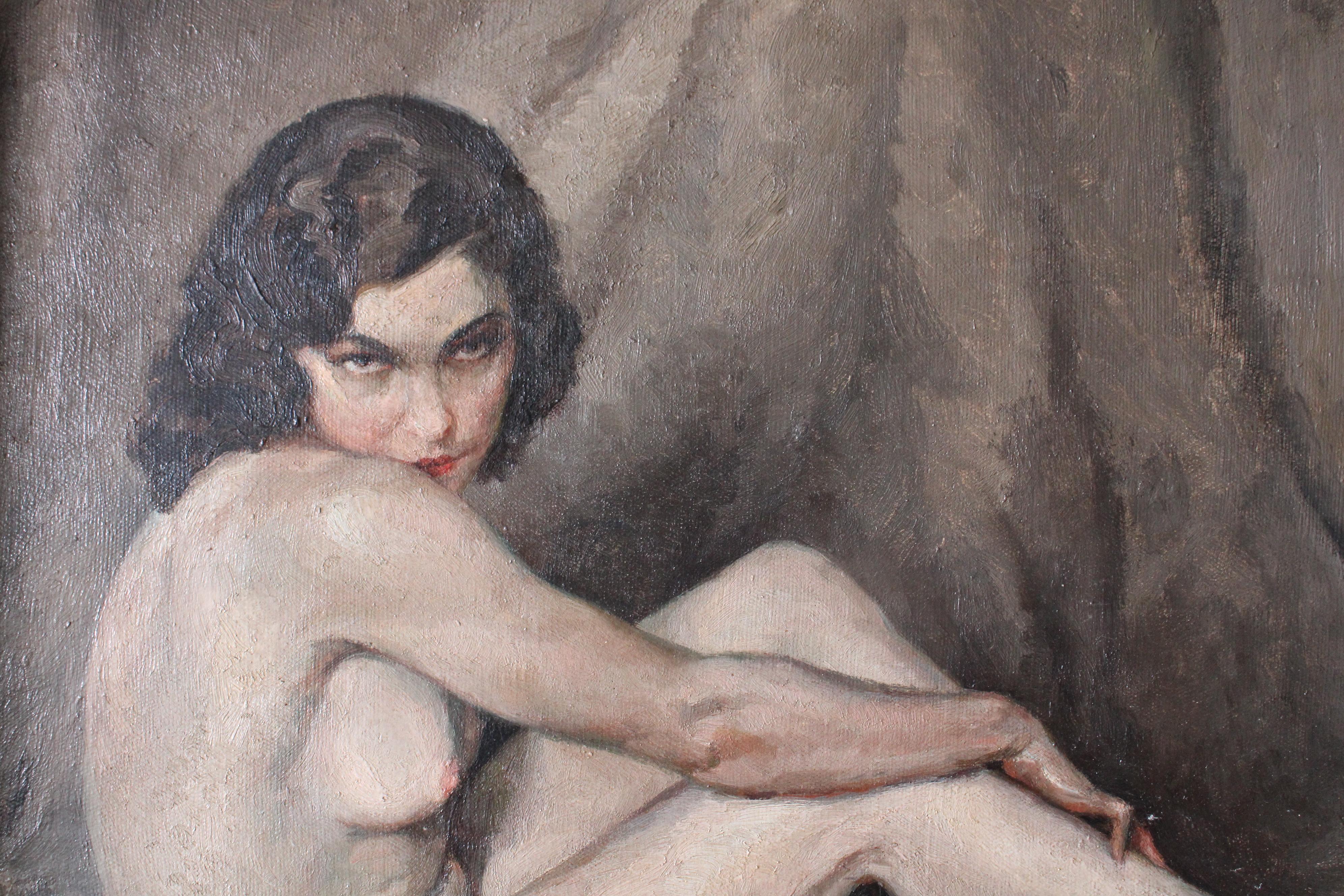 Nude oil painting, French nude portrait of a woman by Ludo Chauviac 1