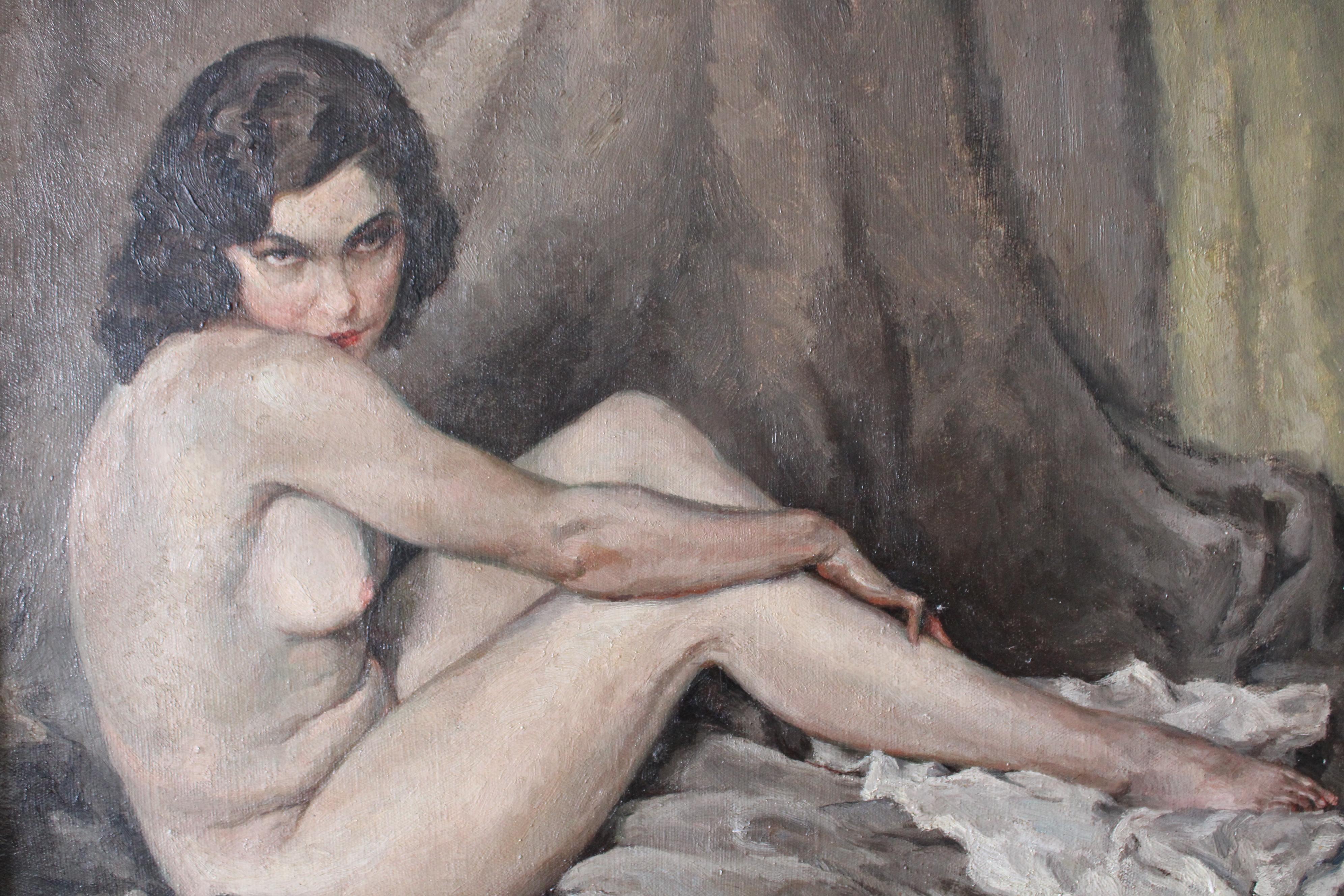Nude oil painting, French nude portrait of a woman by Ludo Chauviac 5