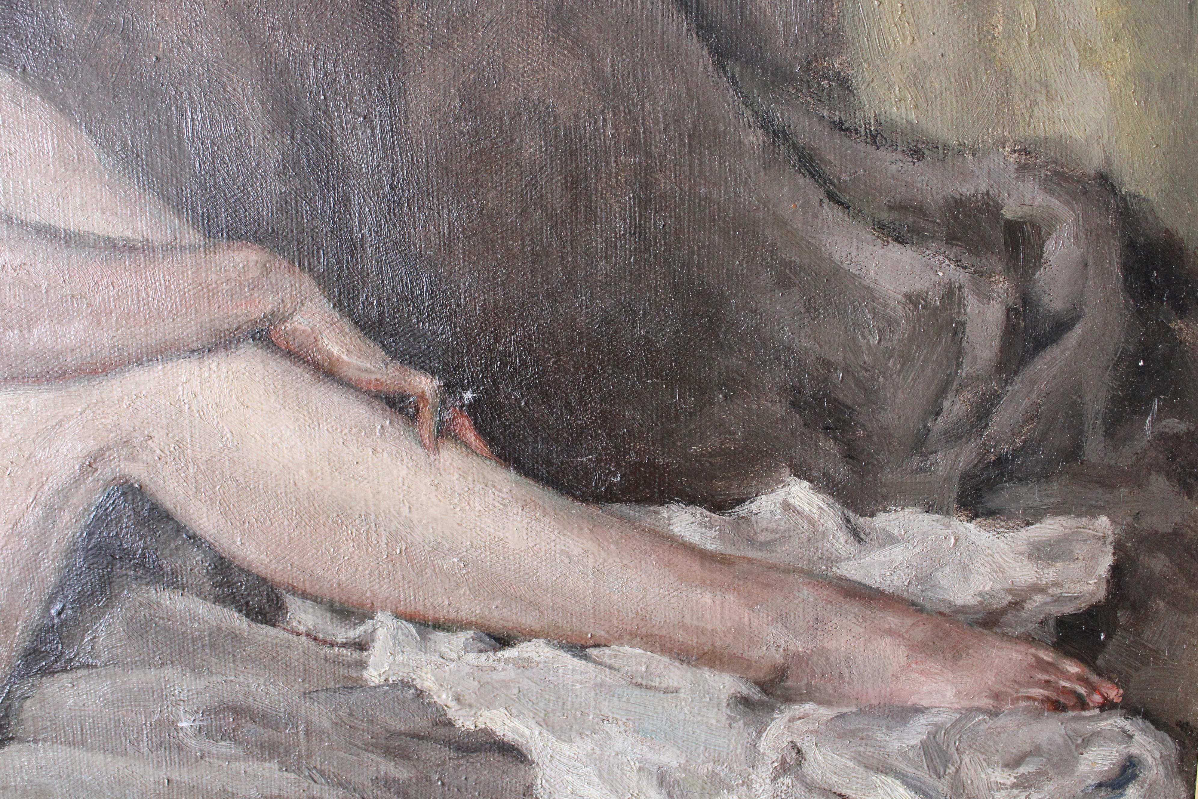 Nude oil painting, French nude portrait of a woman by Ludo Chauviac 7