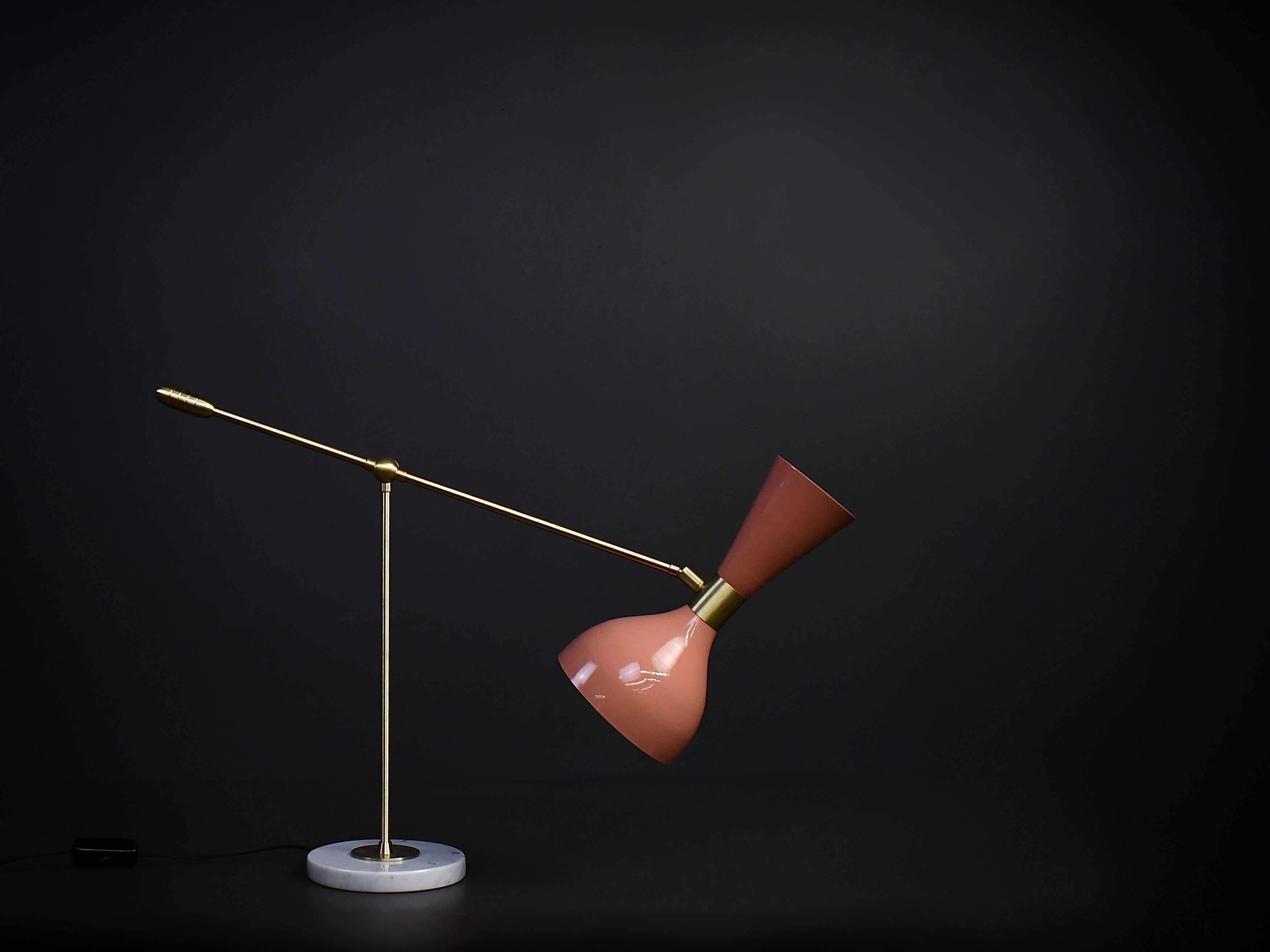 North American Ludo Desk Lamp or Table Lamp in Pink Enamel and Brass by Blueprint Lighting