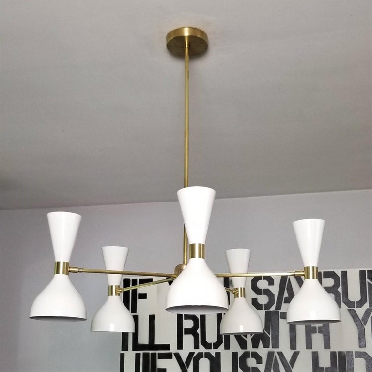 PETITE LUDO Chandelier in White Enamel, Brass by Blueprint Lighting ...
