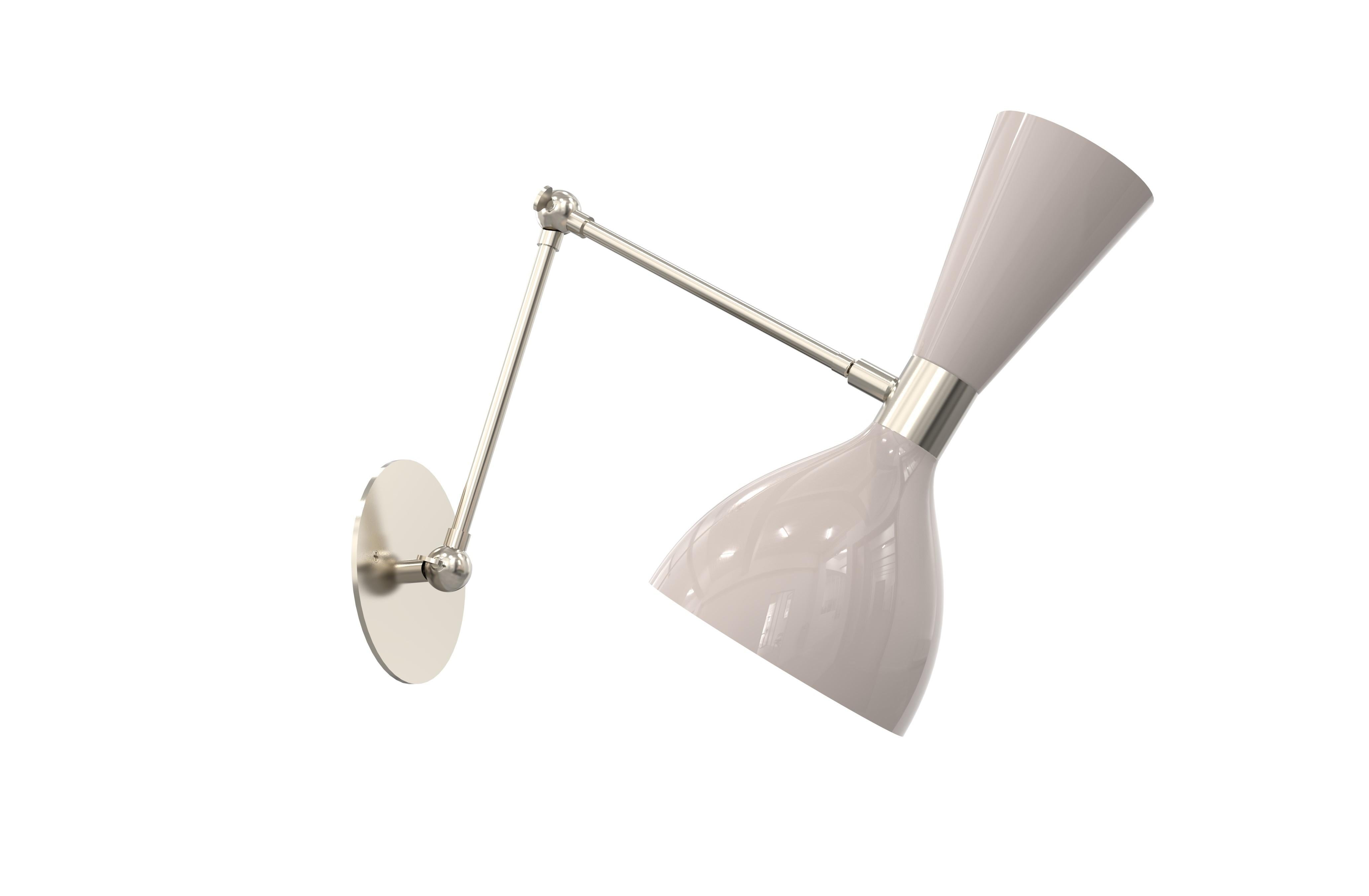 American LUDO Articulated Wall Sconce or Lamp inEnamel & Brass, Blueprint Lighting For Sale