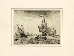 Shipping on the IJ, Amsterdam in the Background.