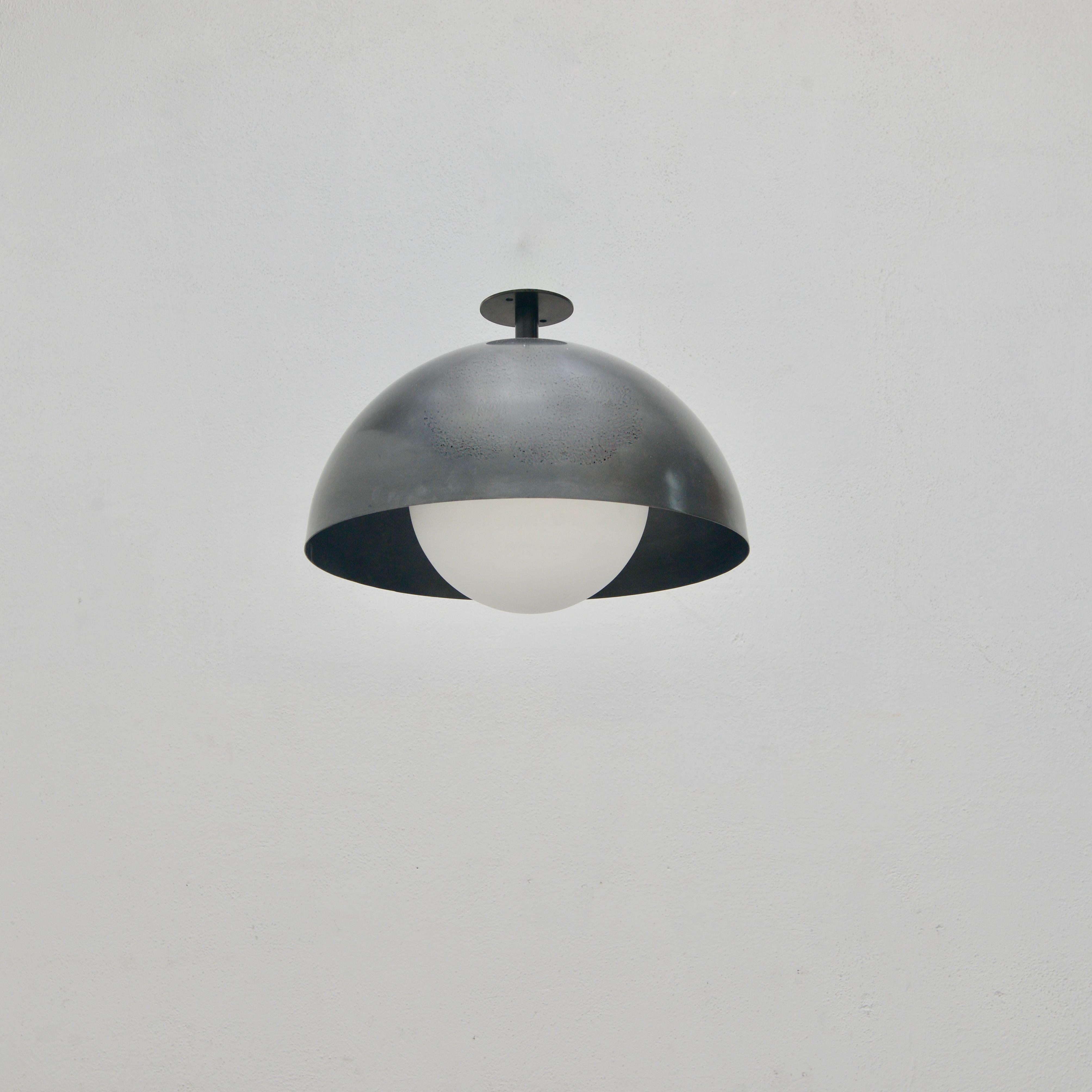 Part of our Lumfardo Luminaires Contemporary Collection, the LUdome Copper Flush Mount is an all copper and glass modern bowl flush mount light fixture. Made to order. The flush mount comes with 1-E26 medium based socket, wired for use in the US. It