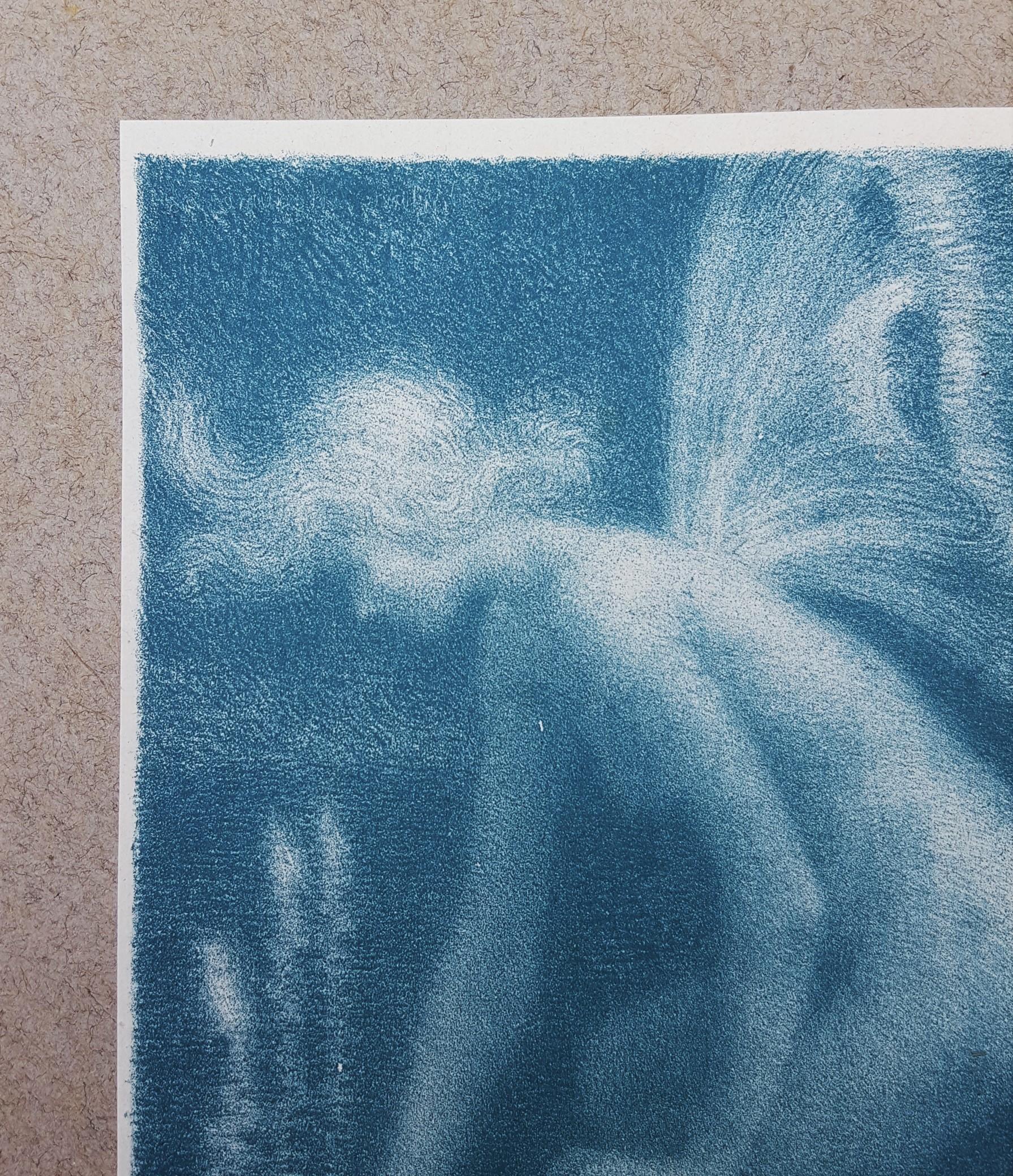 Phalene et Feux Follets - Blue Nude Print by Ludovic Alleaume