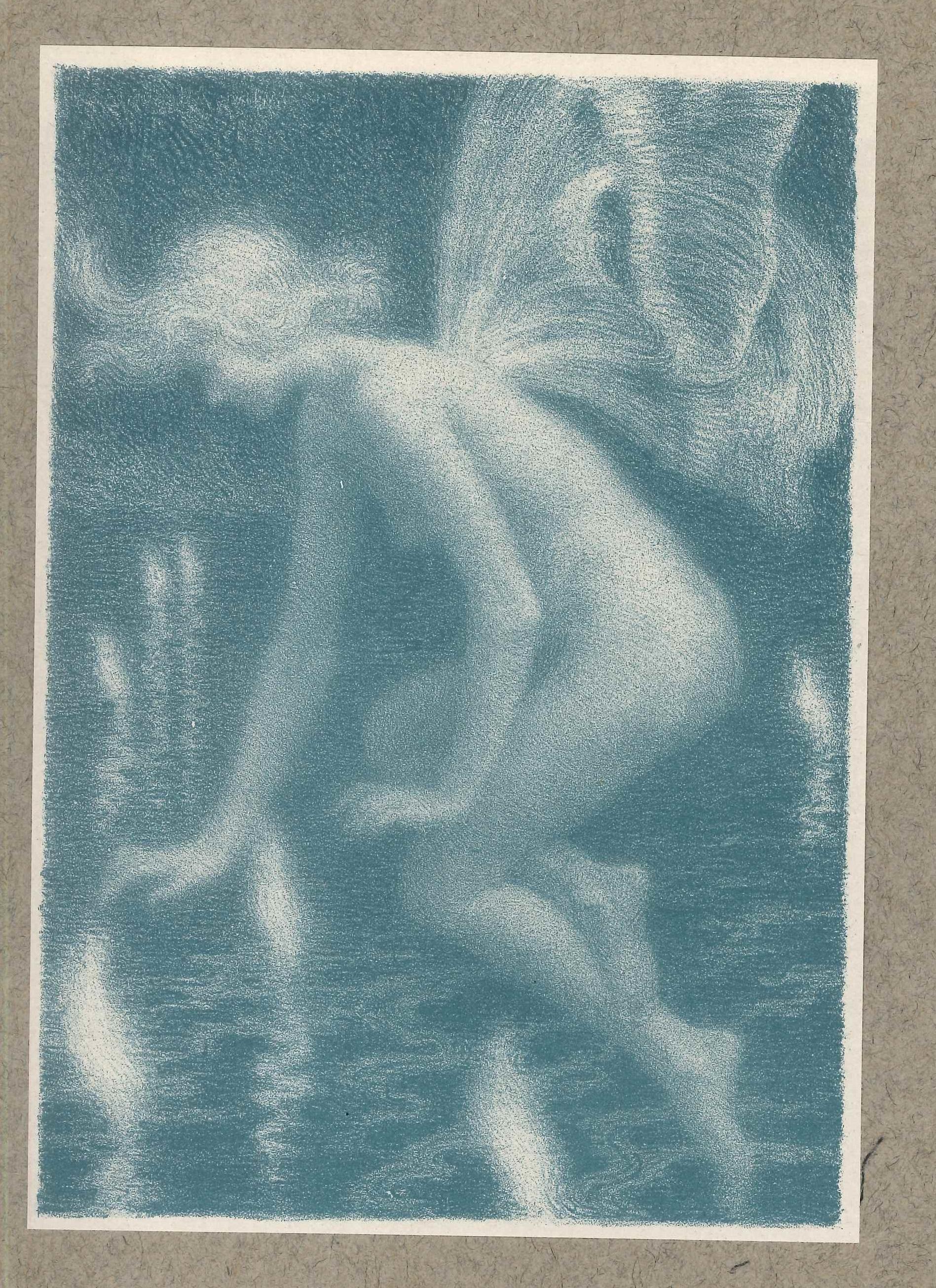 Ludovic Alleaume Figurative Print - Phalène et feux follets - Original Lithograph by L. Alleaume - Early 1900
