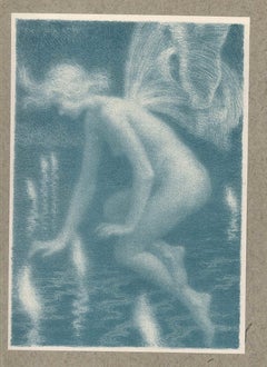Phalène et feux follets - Original Lithograph by L. Alleaume - Early 1900