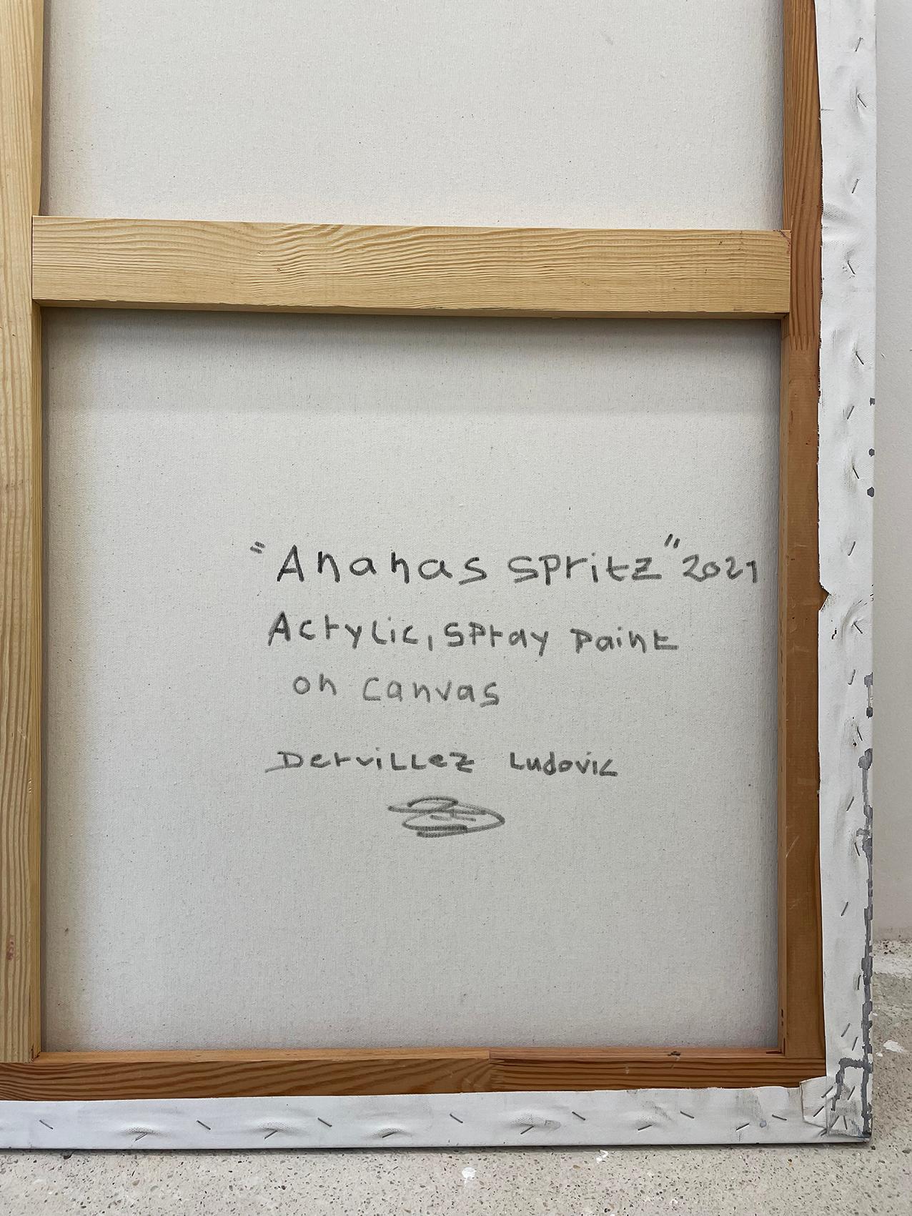 Ananas spritz (Pittura astratta) - Abstract Painting Grigio di Ludovic Dervillez