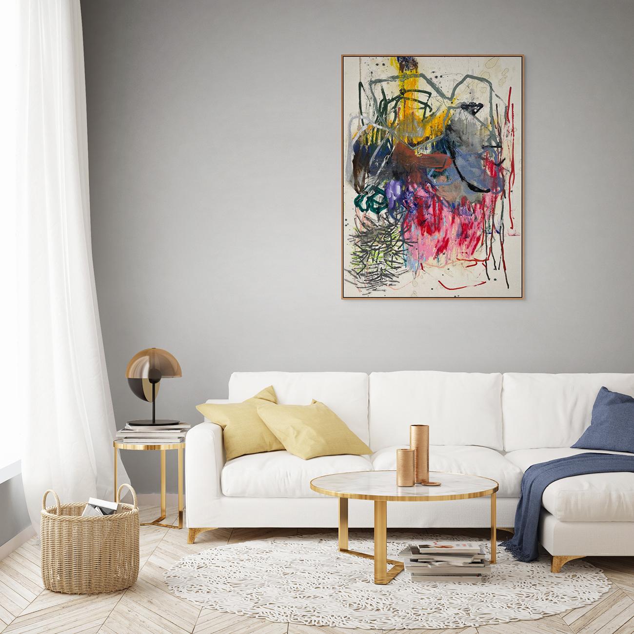 Uomo pollo (Pittura astratta) - Painting di Ludovic Dervillez