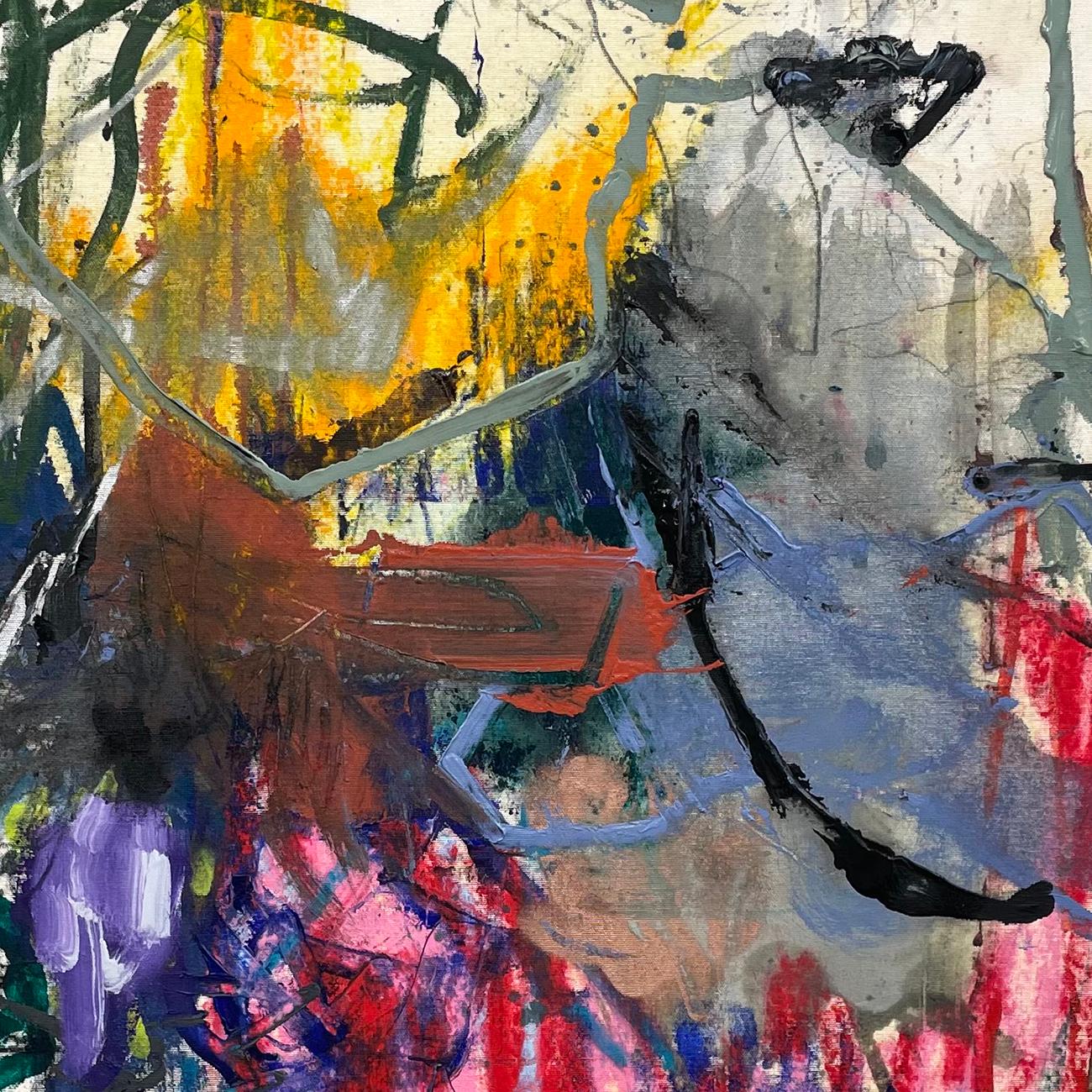 Uomo pollo (Pittura astratta) - Painting Astratto di Ludovic Dervillez