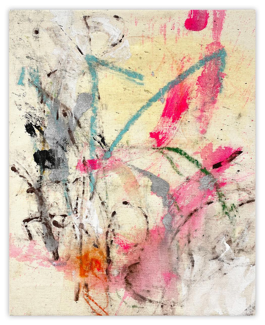 Floral Note (Abstract Painting)
Mixed Media on Canvas — Unframed.

Ludovic Dervillez is a French abstract painter. His work explores the amalgamation of spontaneity, materiality, and emotion through a visual display of color and dynamic gestures.