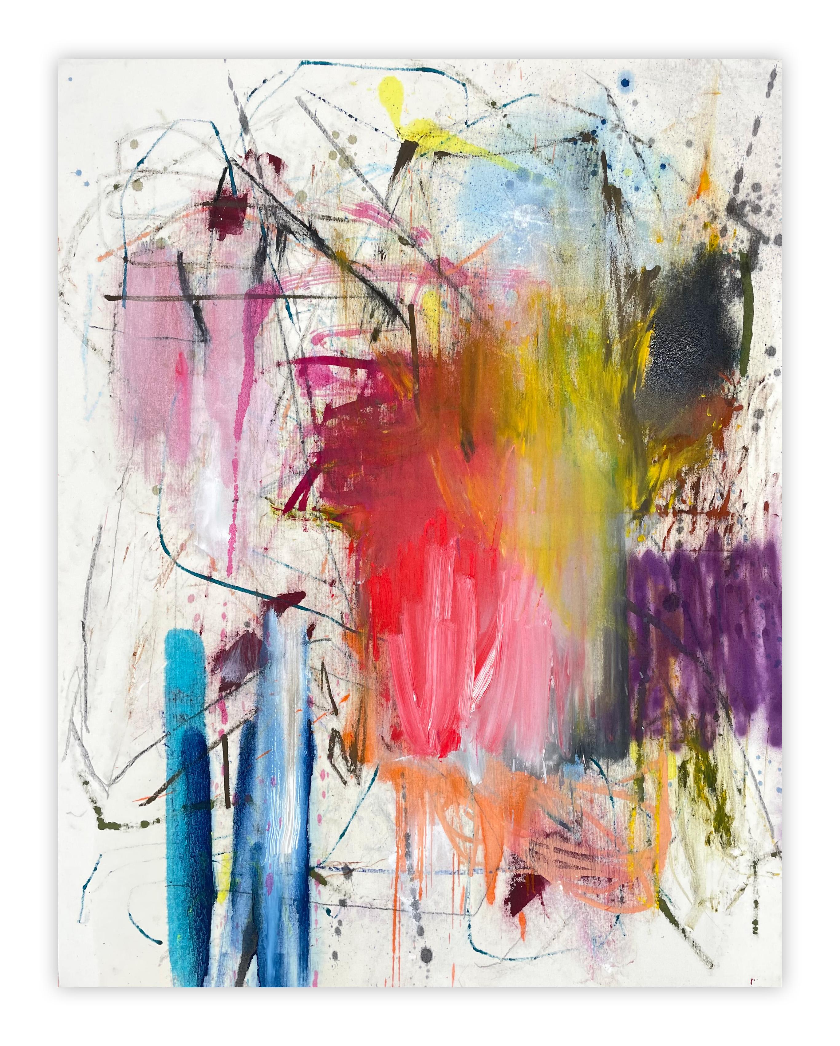 This artwork will be shipped rolled in a dent-resistant tube.
This method is especially safe for large works, and provides lower shipping costs as well. 
Rolled works can be easily stretched (for canvas works, i.e. placed onto wooden stretcher bars)