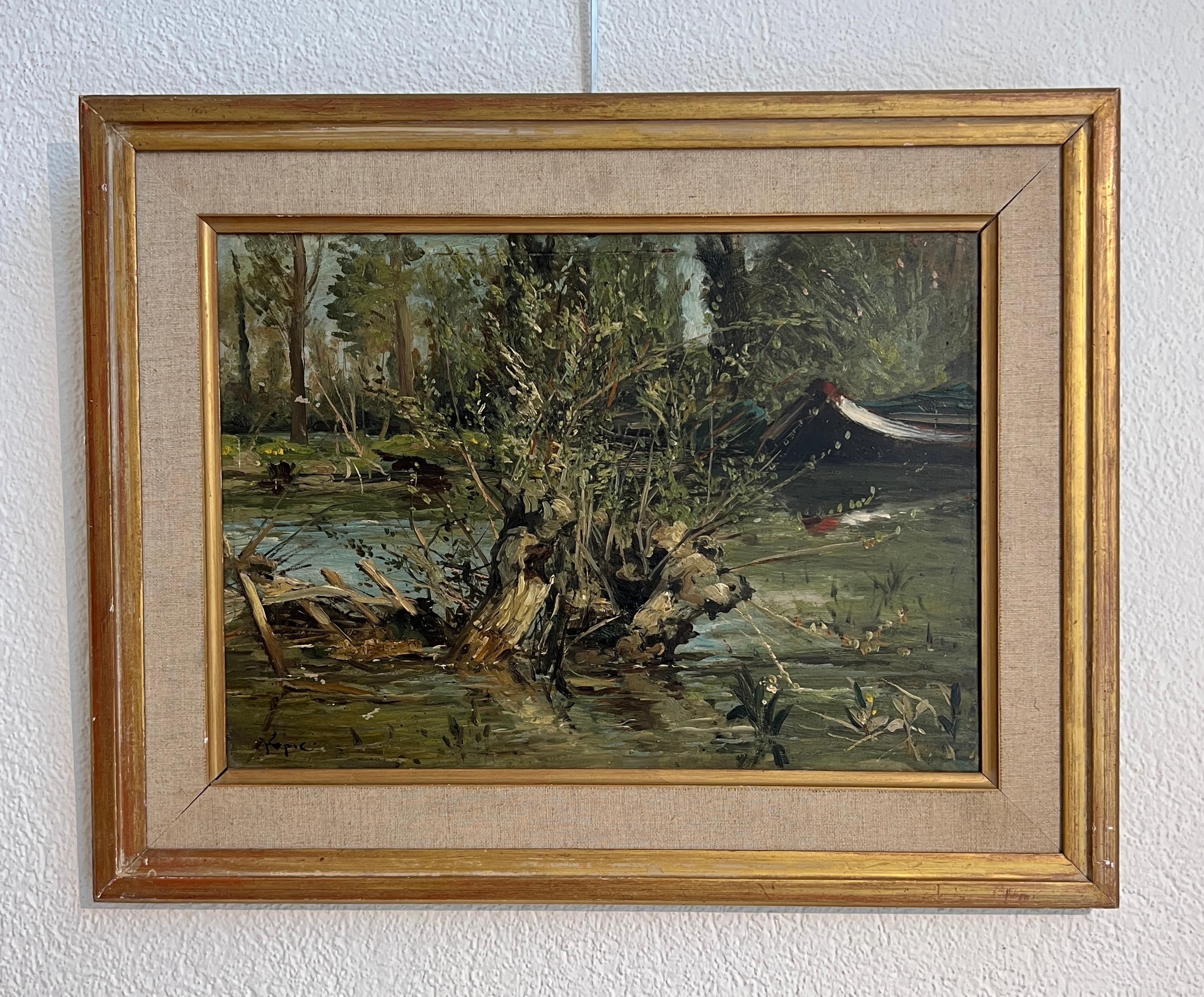 Kleines Boot – Painting von Ludovic Napoléon Lepic