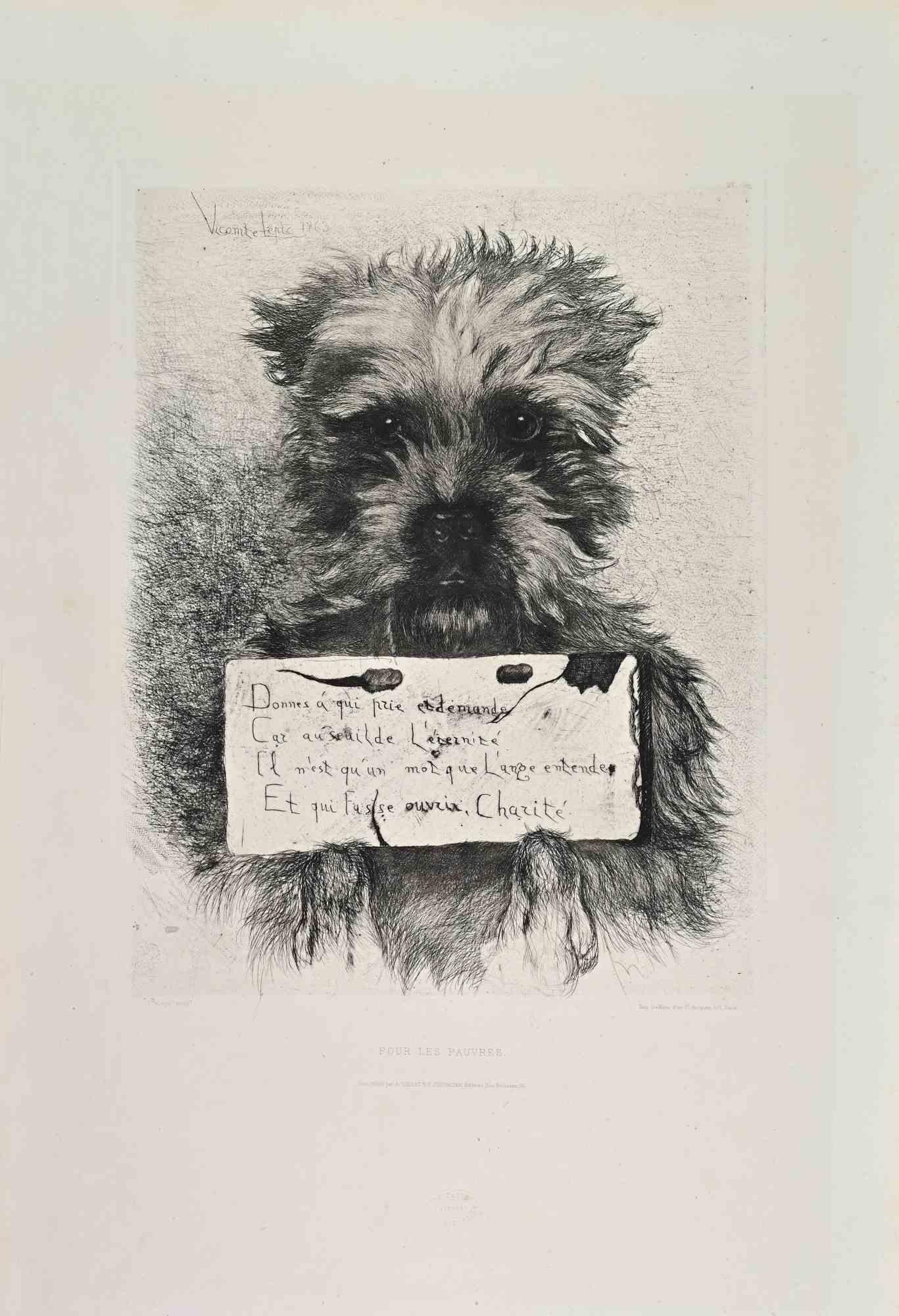 Pour les Pauvres is a black and White etching realized in the Late 19th Century. 

Titled in the lower

Image Size: 35x26

Very good impression.

Realized by Cadart for the "Société des Aquafortistes. Born on the initiative of the publisher Alfred