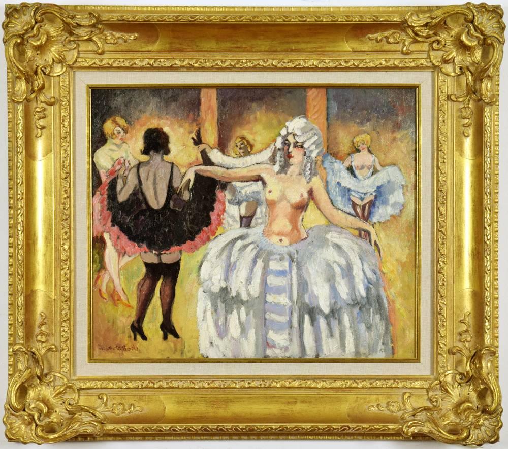 Cabaret Dancers by LUDOVIC-RODO PISSARRO - Post-Impressionist Art, Paris Scenes - Painting by Ludovic-Rodo Pissarro