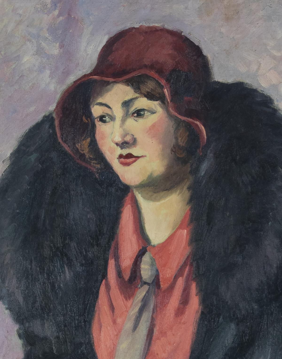 Femme la cravatte de Ludovic-Rodo Pissarro - Peinture de portrait en vente 2