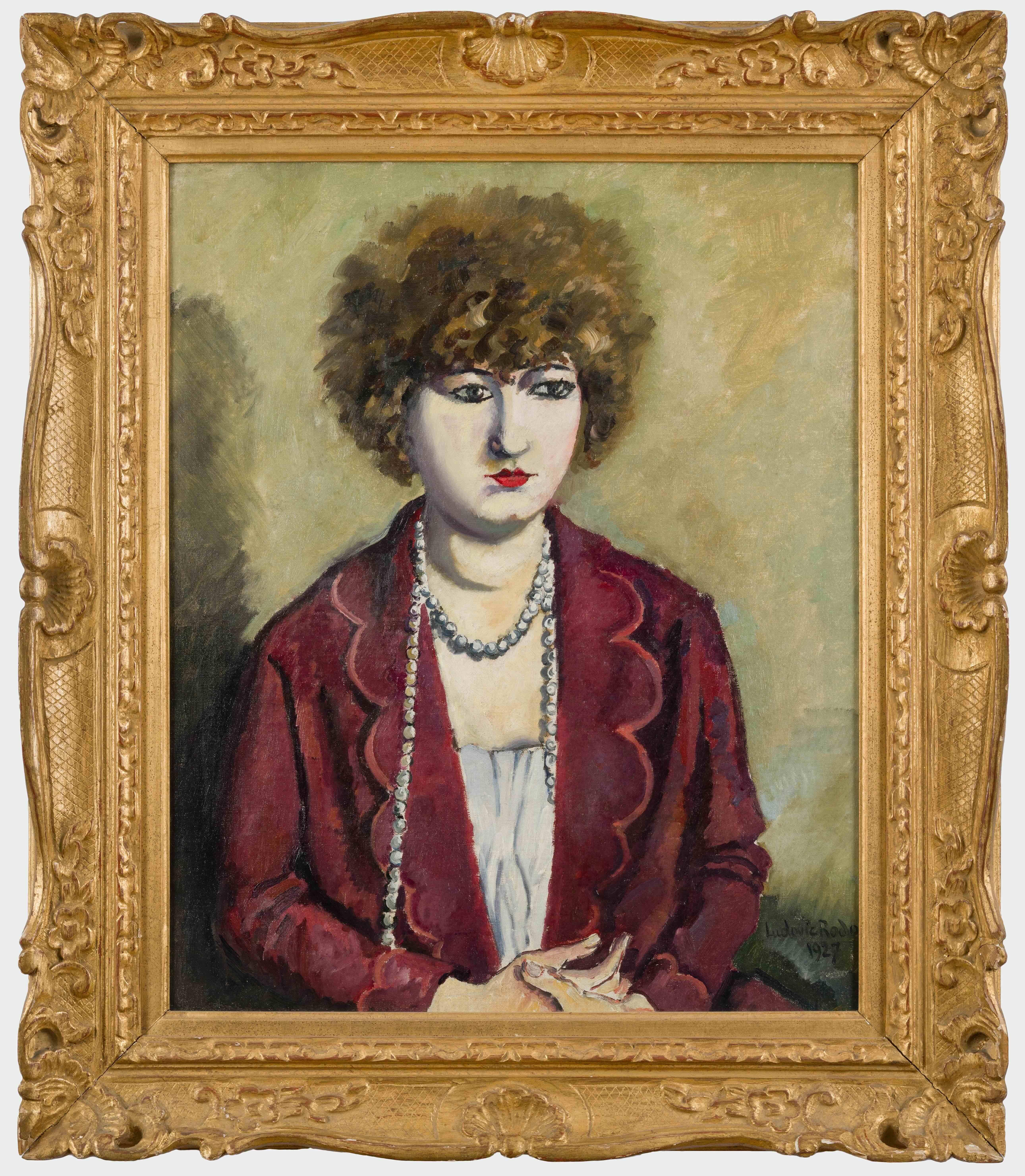 Le Collier de Perles von Ludovic-Rodo Pissarro – Gemälde, Porträt, Öl auf Leinwand im Angebot 1
