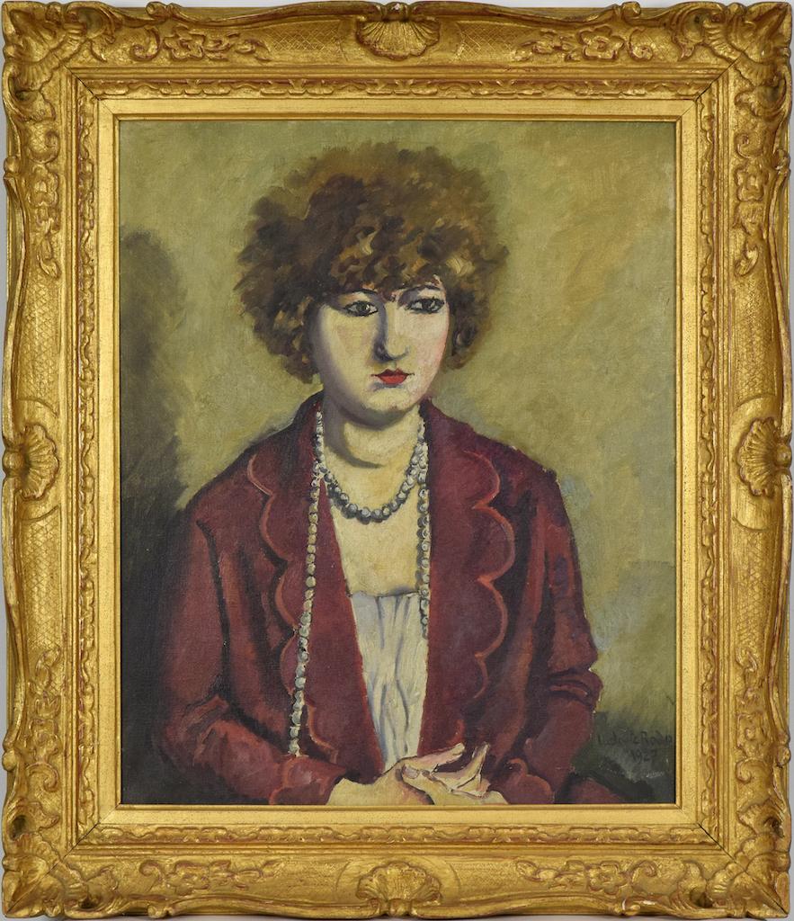 Le Collier de Perles de Ludovic-Rodo Pissarro - Peinture de portrait en vente 1