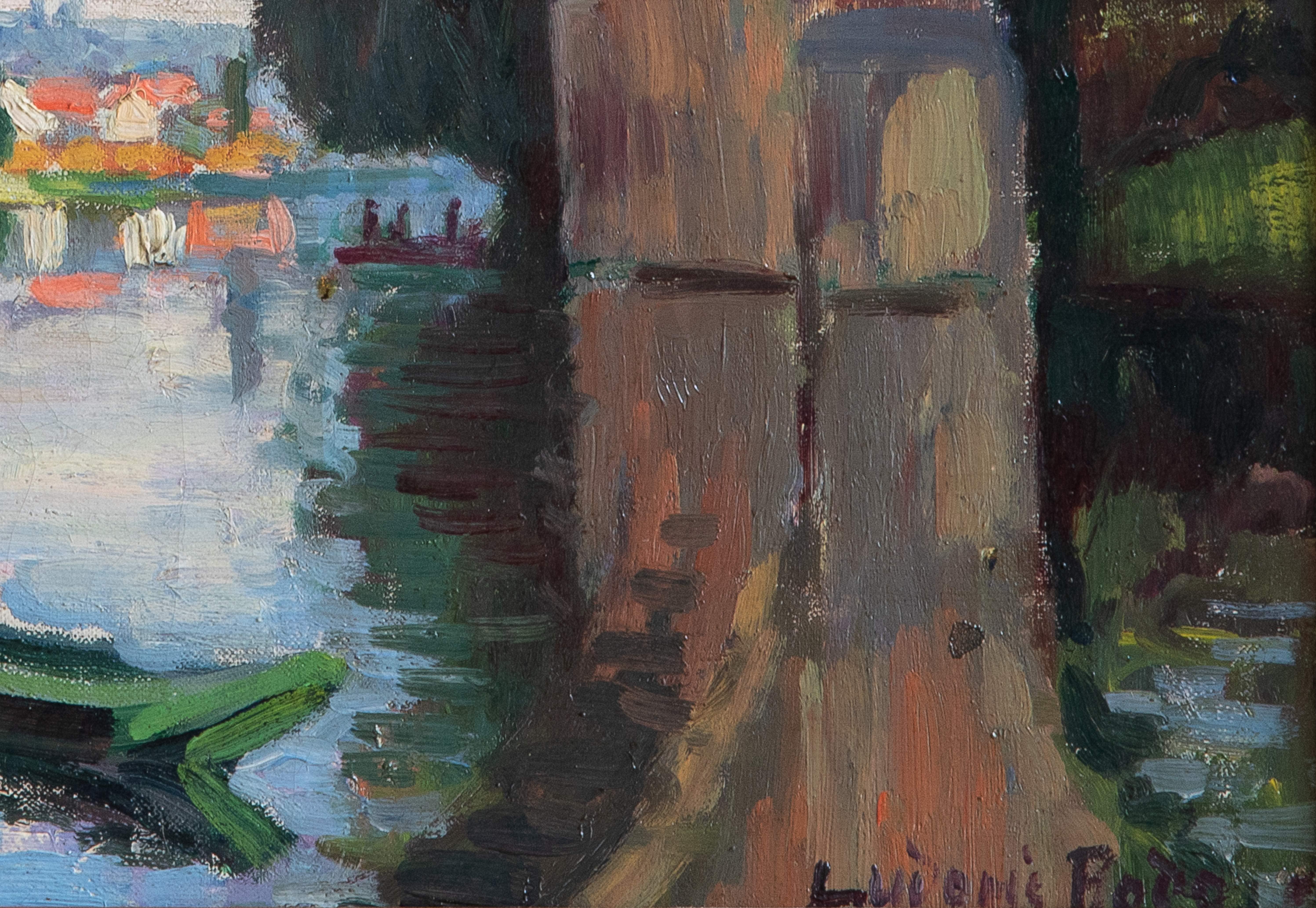 Eisenbahnbrücke über der Marne in Joinville von Ludovic-Rodo Pissarro – Gemälde im Angebot 2