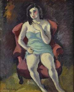 Seated Woman by LUDOVIC RODO-PISSARRO - Portrait Art, Fauvist Oil Painting