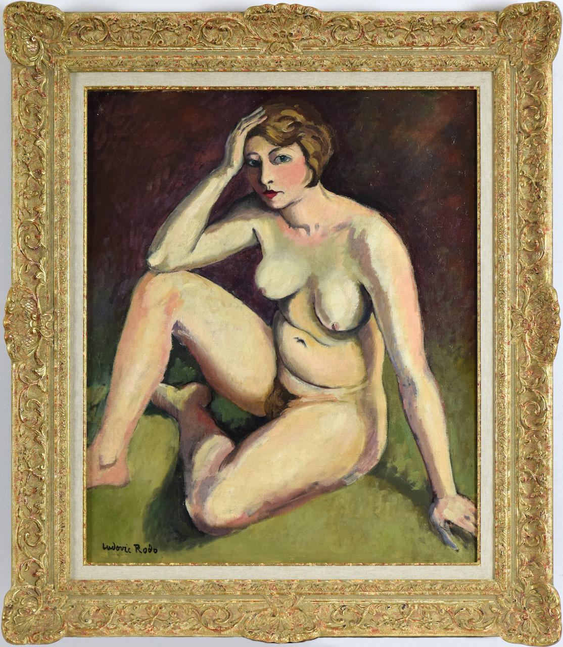 Ludovic-Rodo Pissarro Nude Painting - The Thinker (La Penseuse) by Ludovic Rodo Pissarro, Nude Oil Painting, Fauvism